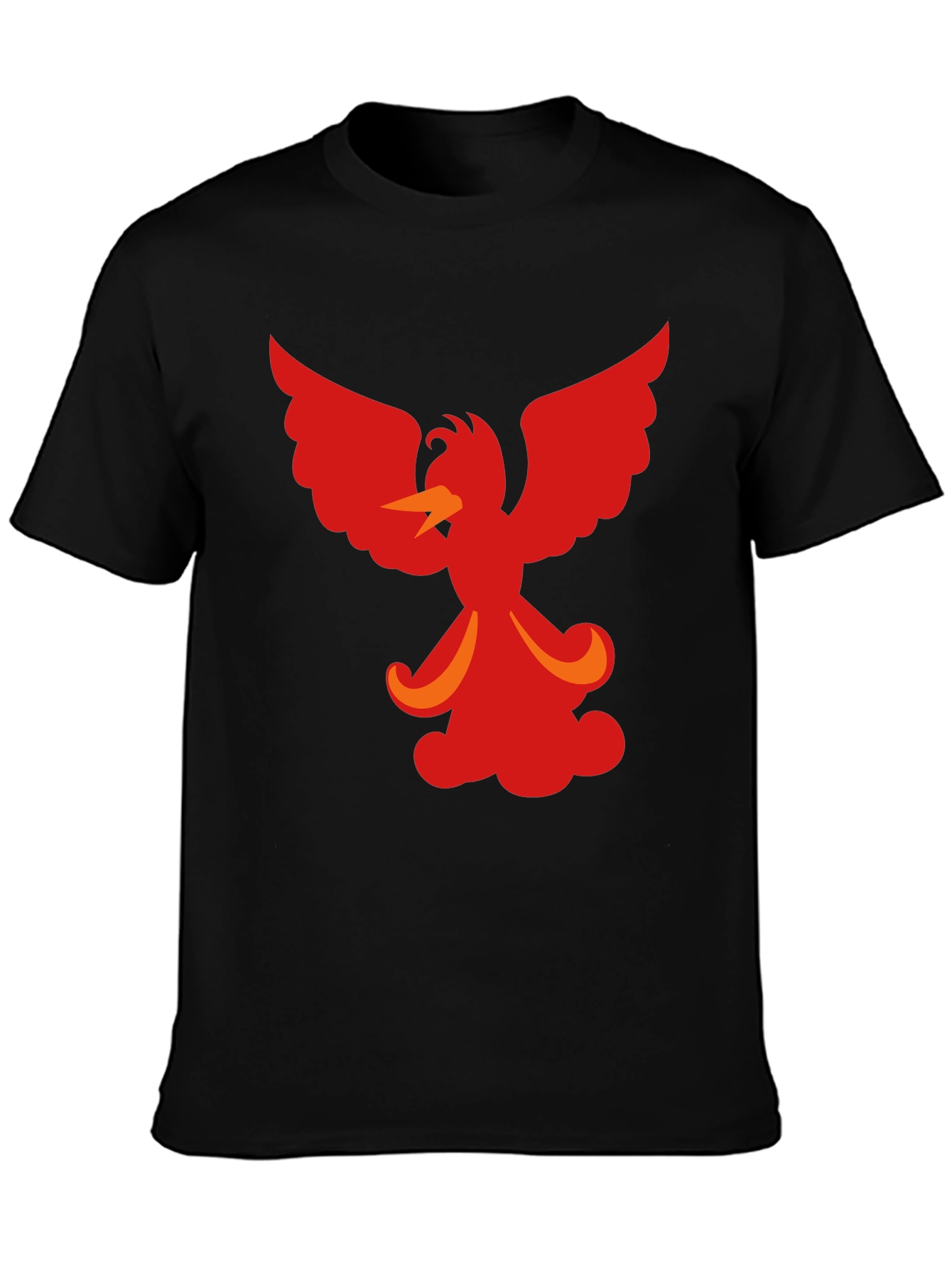 Black Fiery Phoenix Graphic Tee - Black Cotton Blend view 3