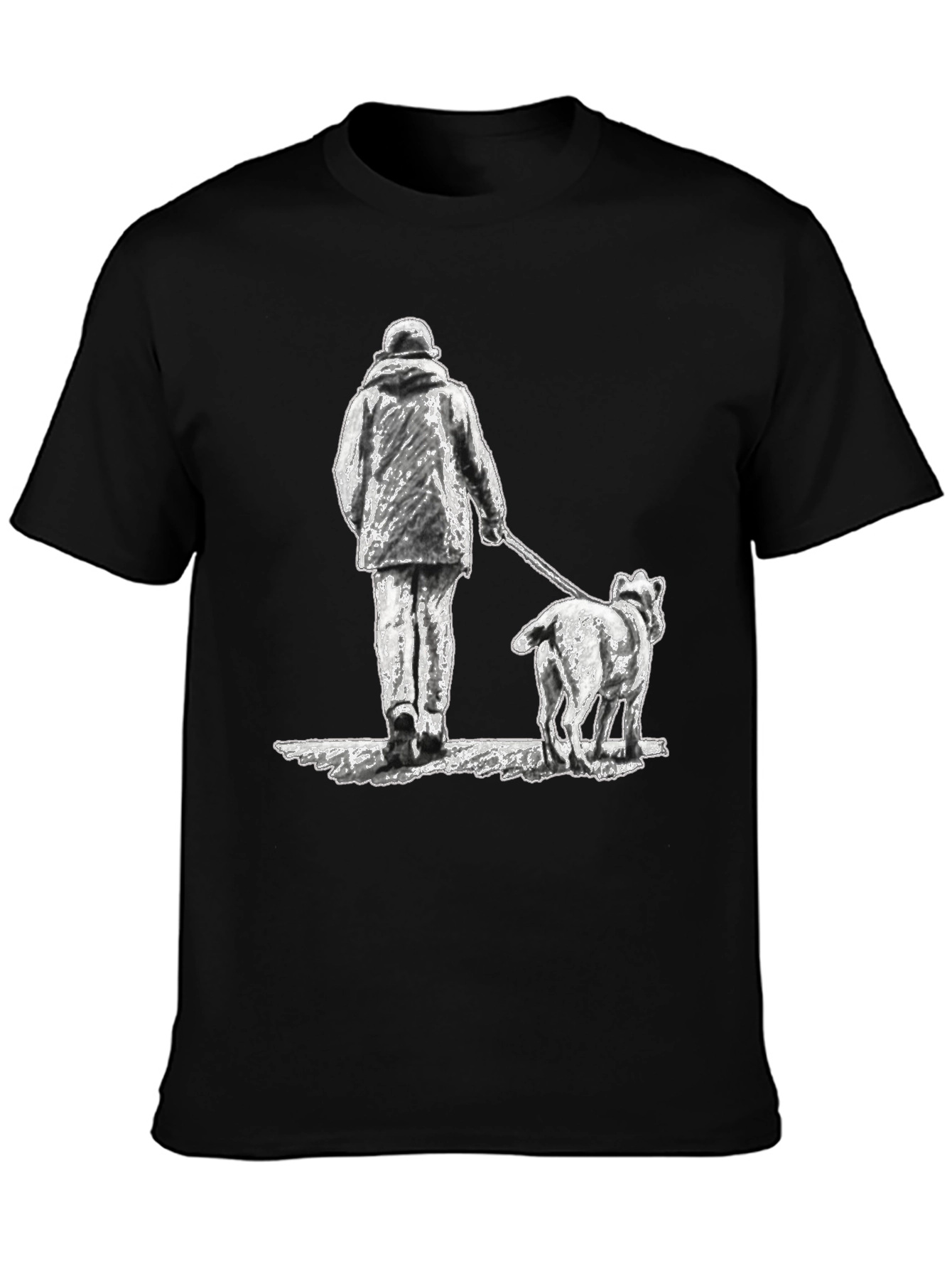 Black Dog Walk T-Shirt - Black Graphic Tee view 3