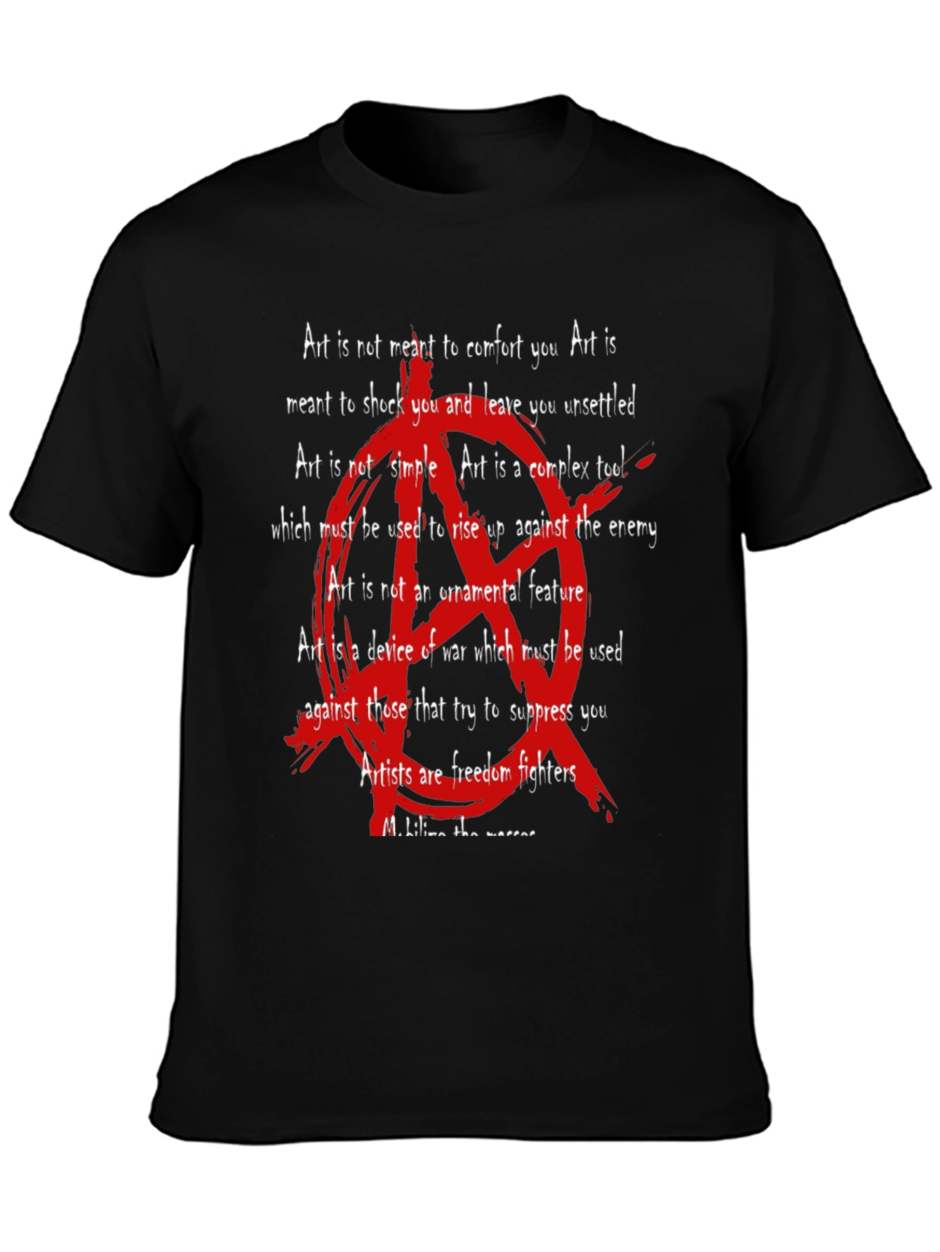 Black Anarchy Art Quote T-Shirt - Freedom Fighters Tee view 3