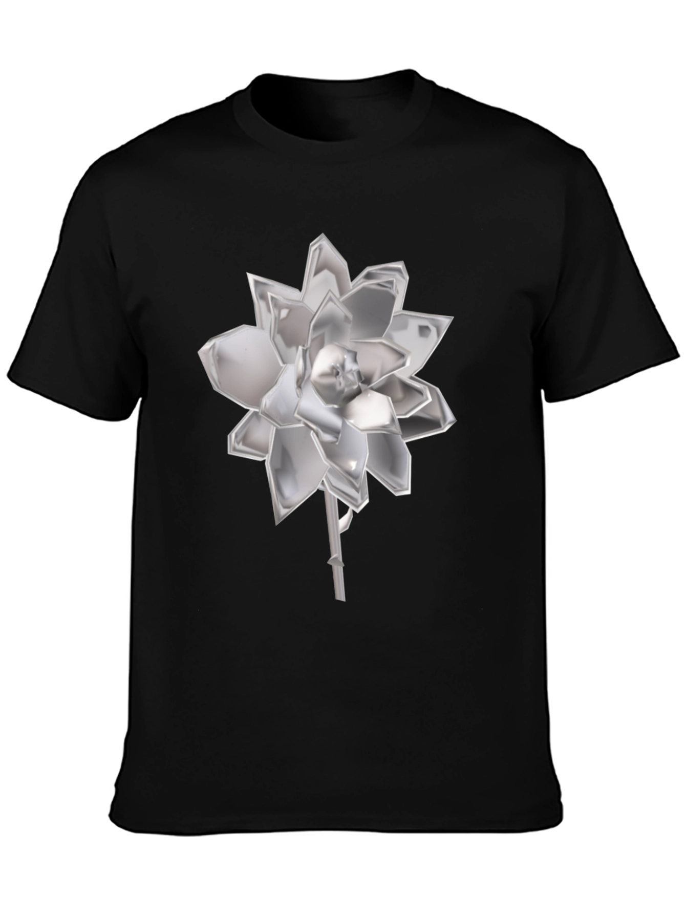 Black Modern Floral Graphic Tee - Sleek and Stylish view 3