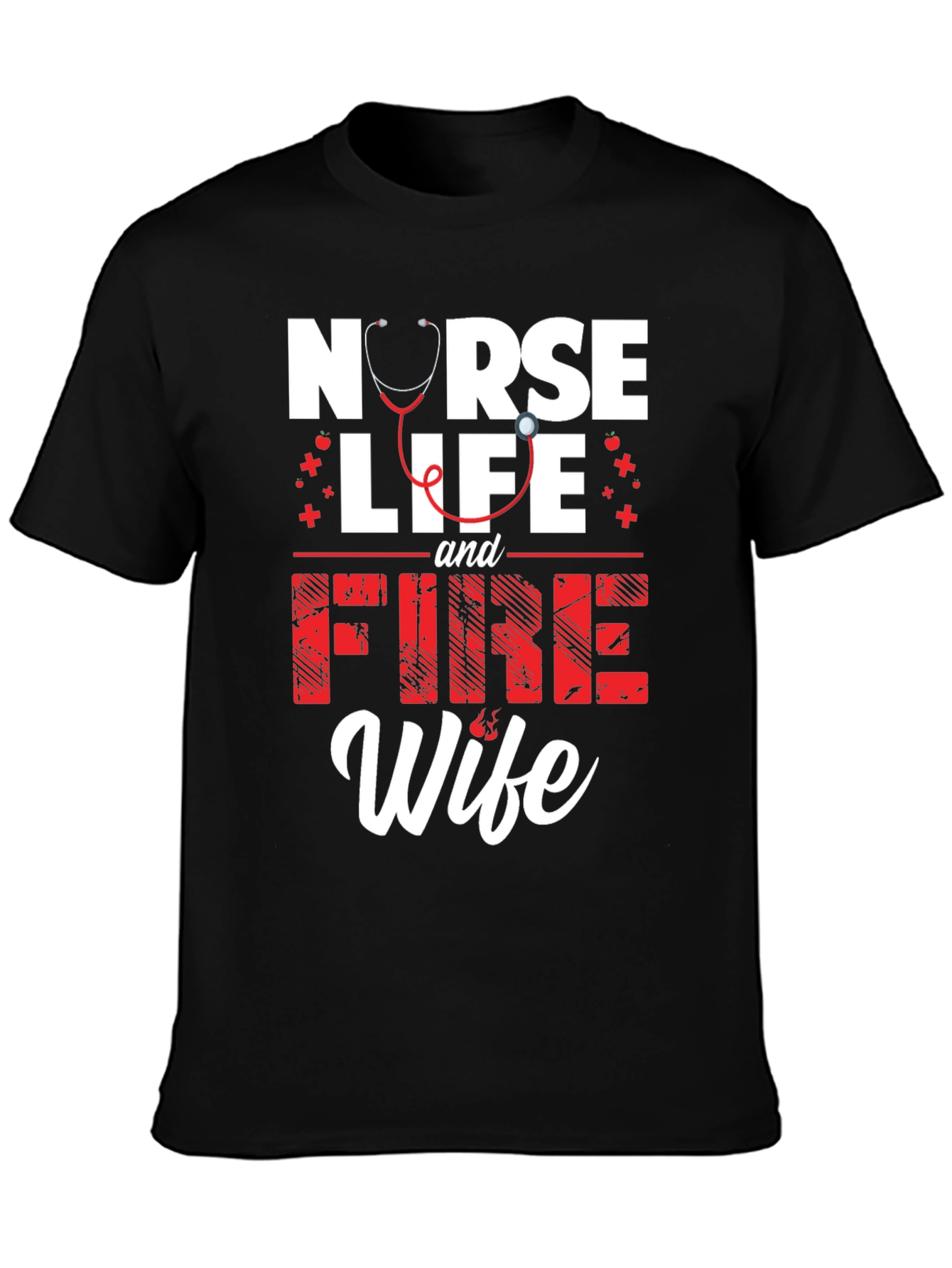 Black Nurse Life & Fire Wife Graphic T-Shirt view 3