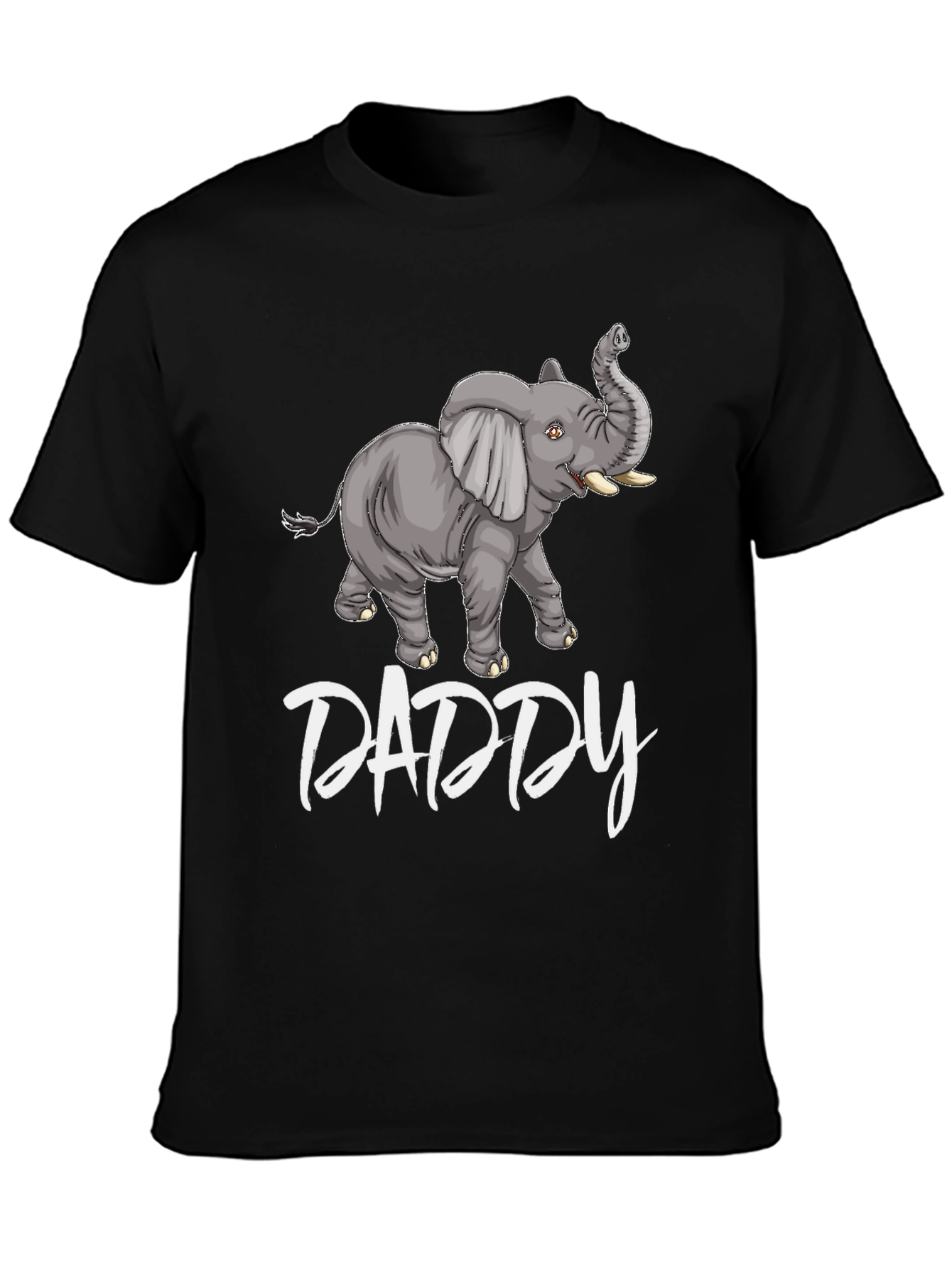 Black Daddy Elephant Graphic Tee - Black Cotton T-Shirt view 3
