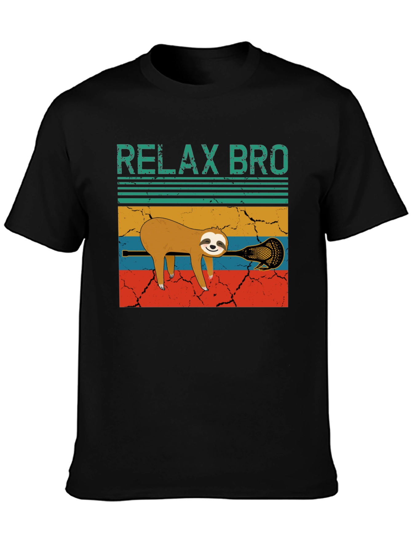 Black Relax Bro Sloth Lacrosse Graphic Tee view 3