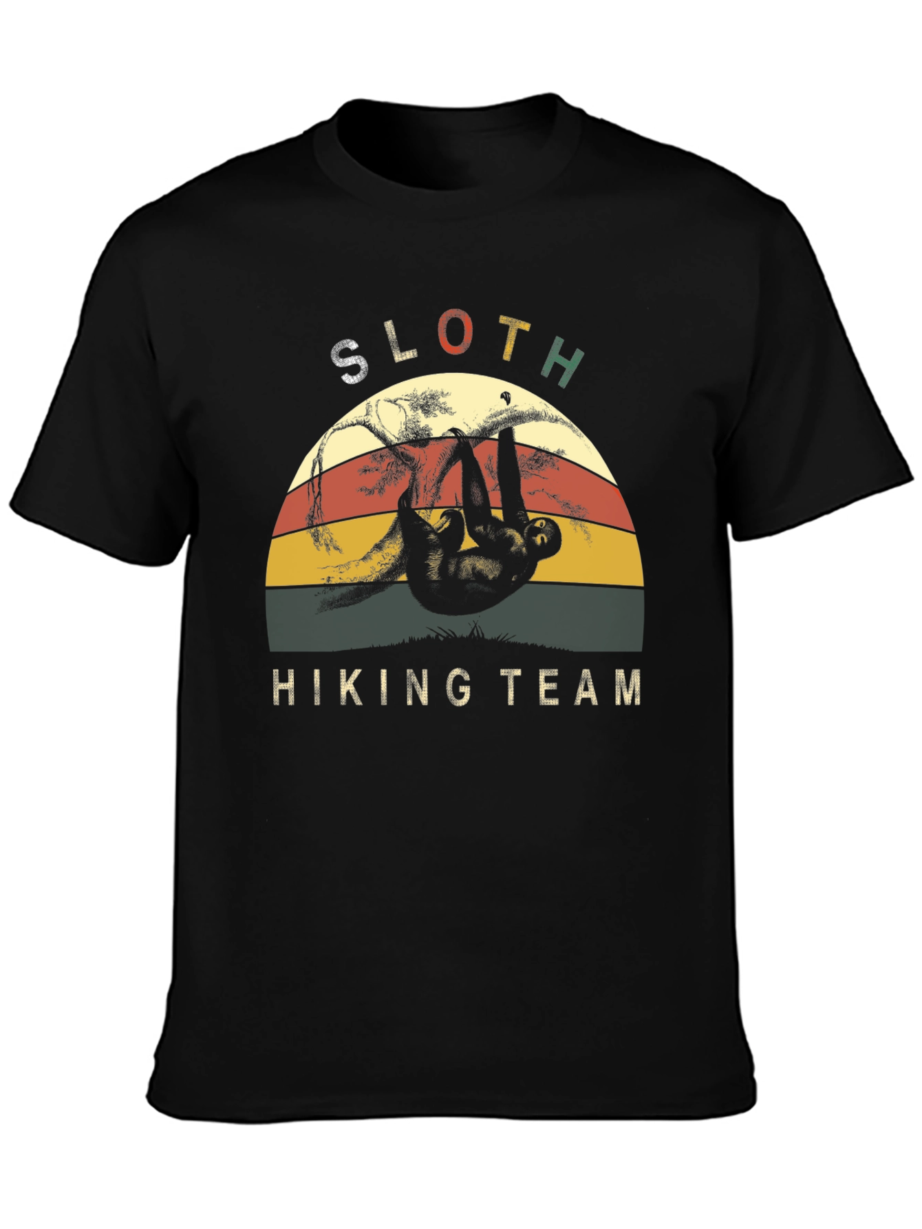 Black Sloth Hiking Team T-Shirt Funny Nature Lover Tee view 3