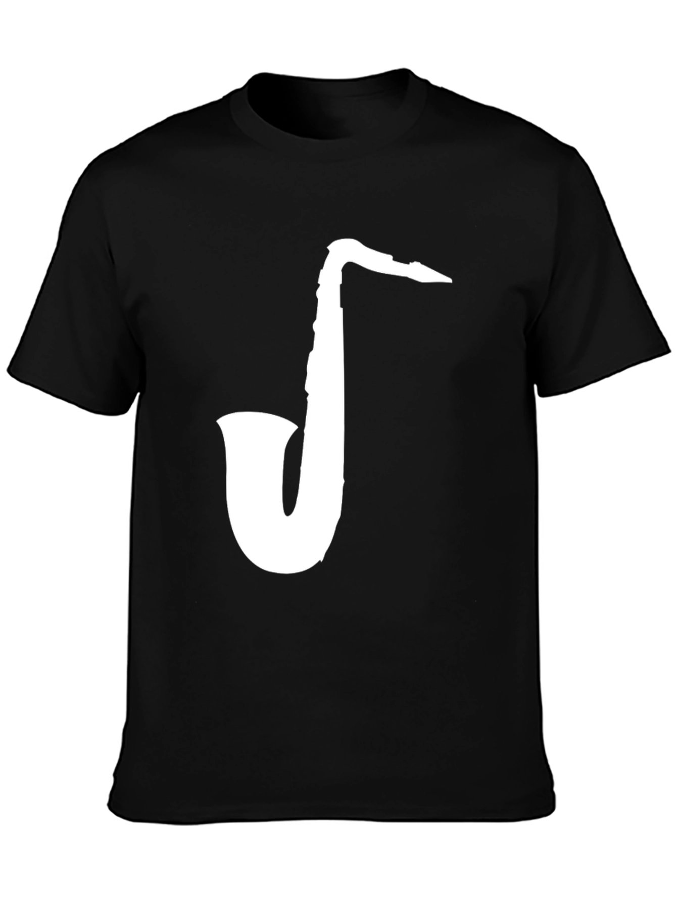 Black Saxophone Graphic Tee - Black Cotton T-Shirt view 3
