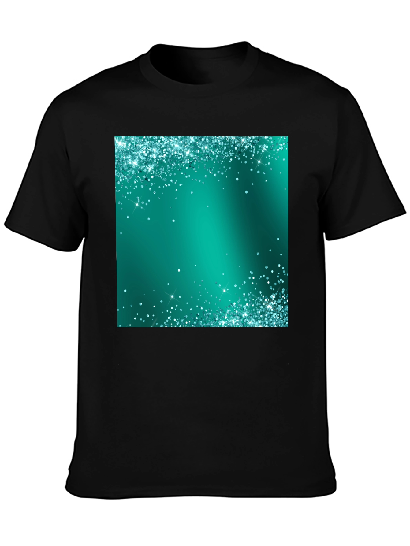 Black Emerald Sparkle Tee - Stylish Party Ready Black T-Shirt view 3