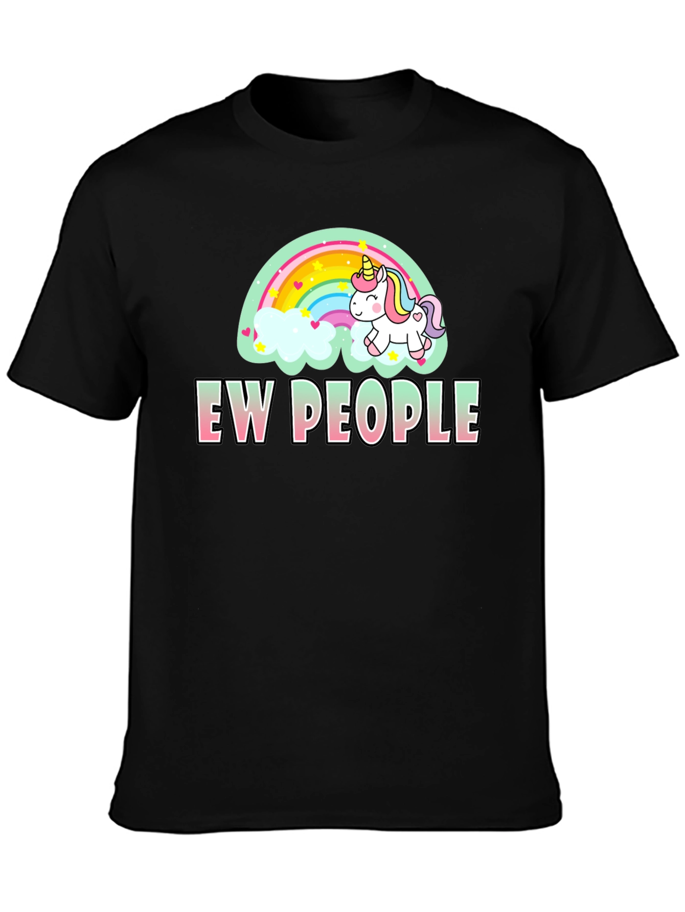 Black Ew People Unicorn Rainbow T-Shirt view 3