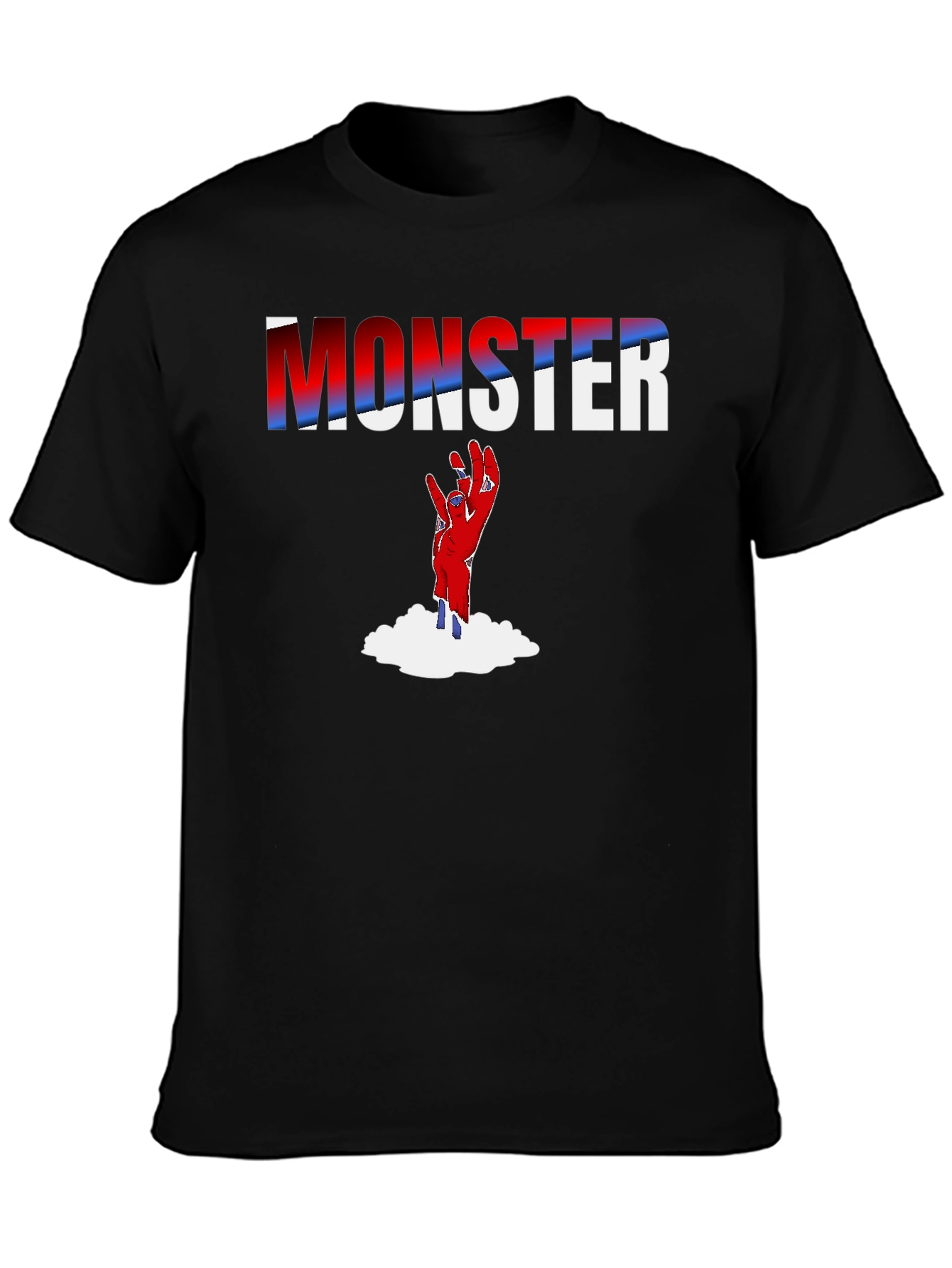 Black Monster Hand Graphic T-Shirt - Black view 3