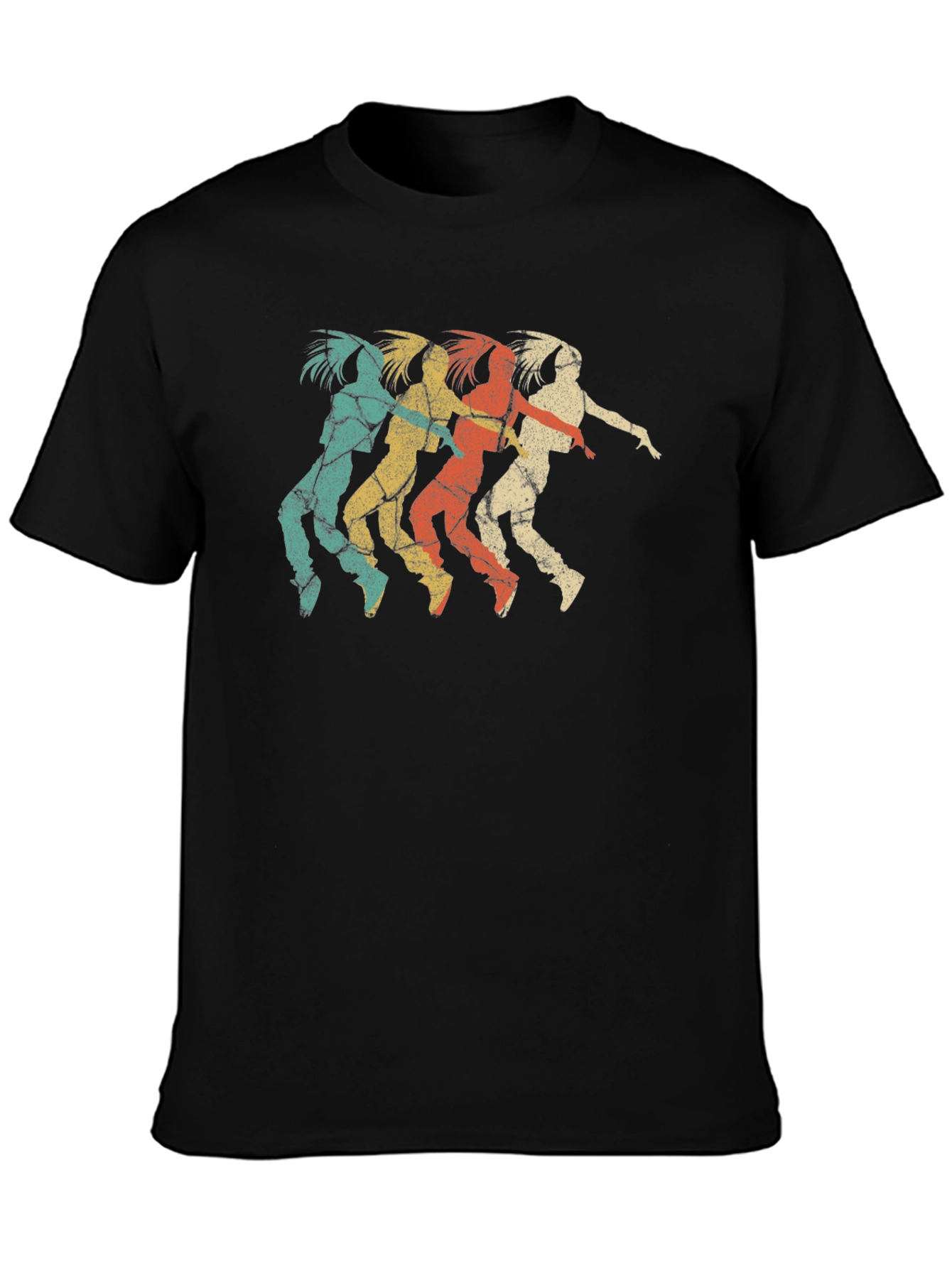 Black Retro Dancer Graphic Tee - Vintage Style Black T-Shirt view 3