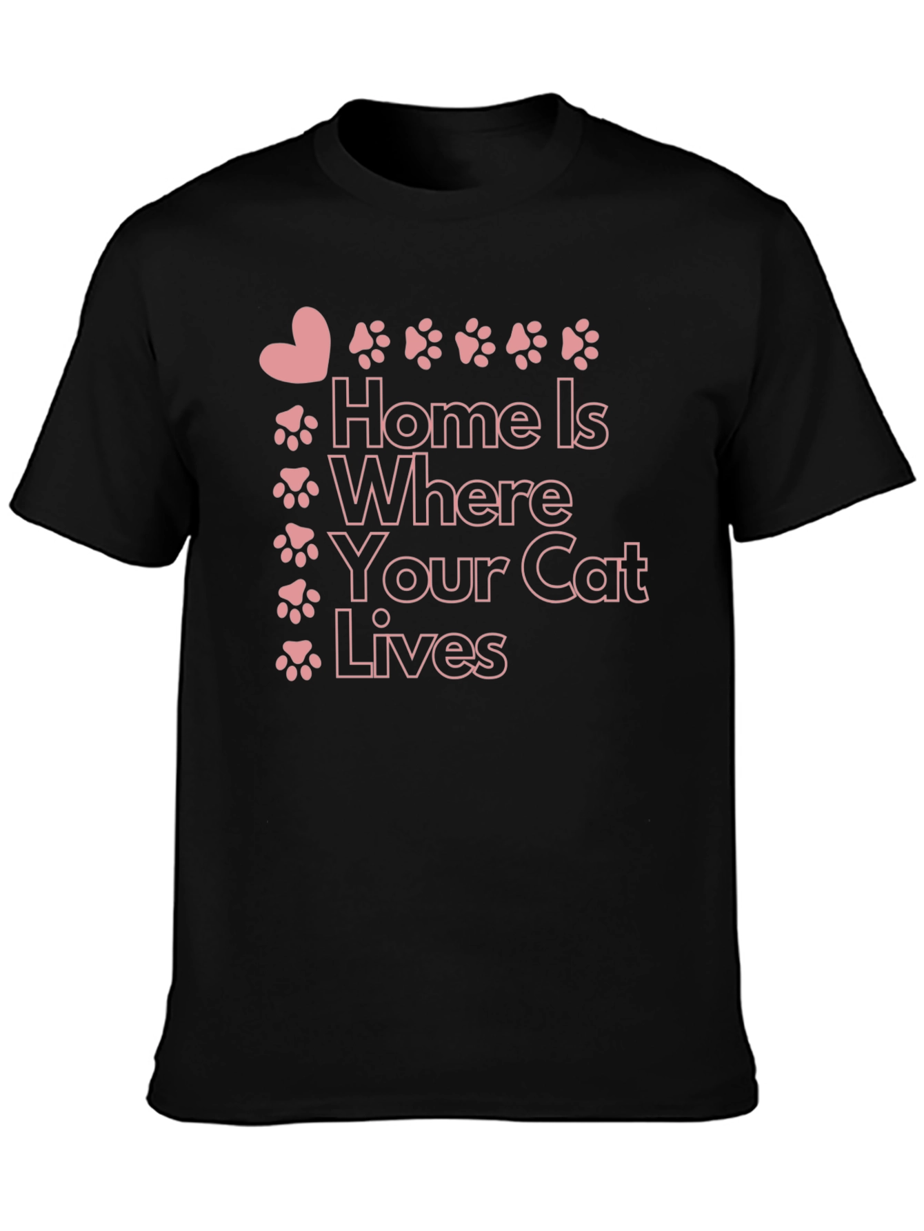 Black Home is Where Your Cat Lives Graphic Tee view 3