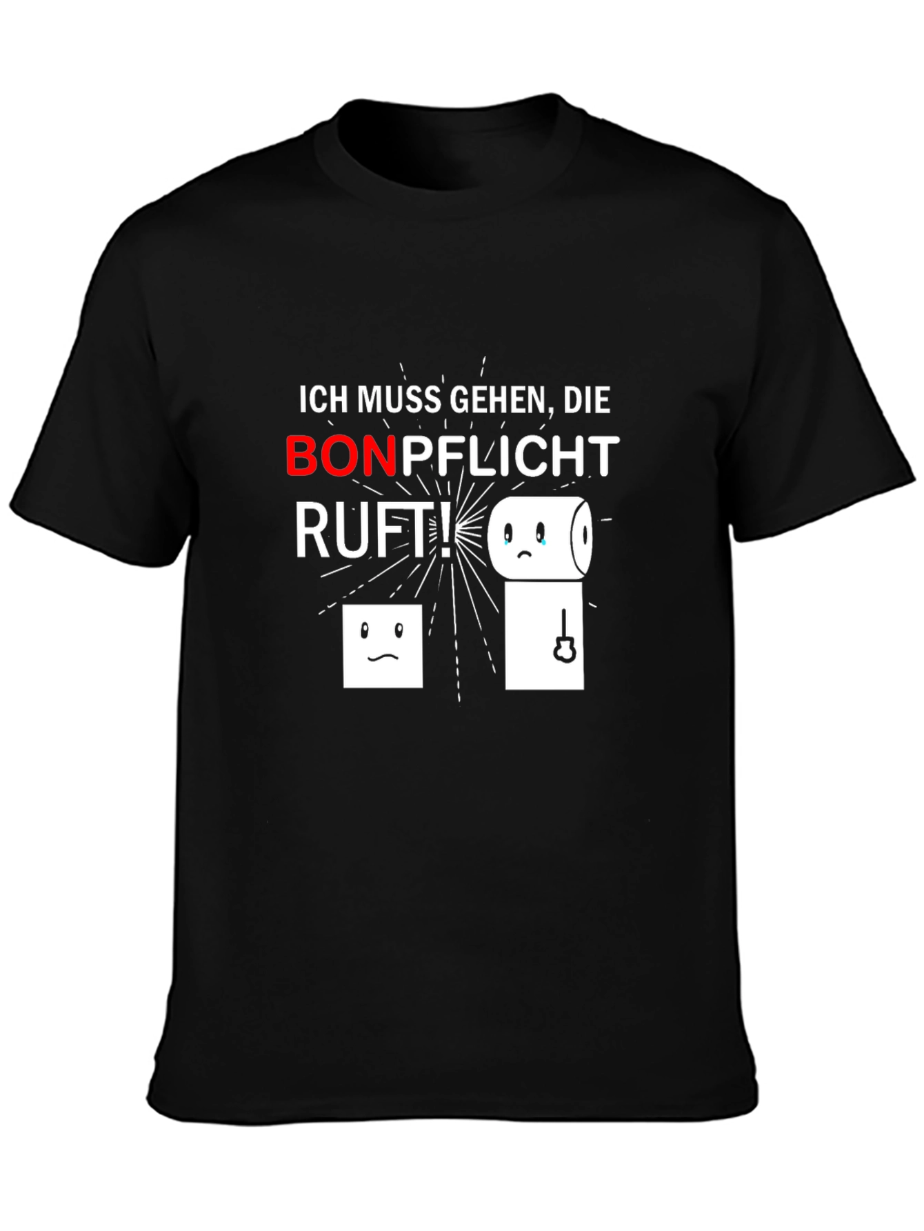 Black Ich Muss Gehen T-Shirt Funny Toilet Paper Design view 3
