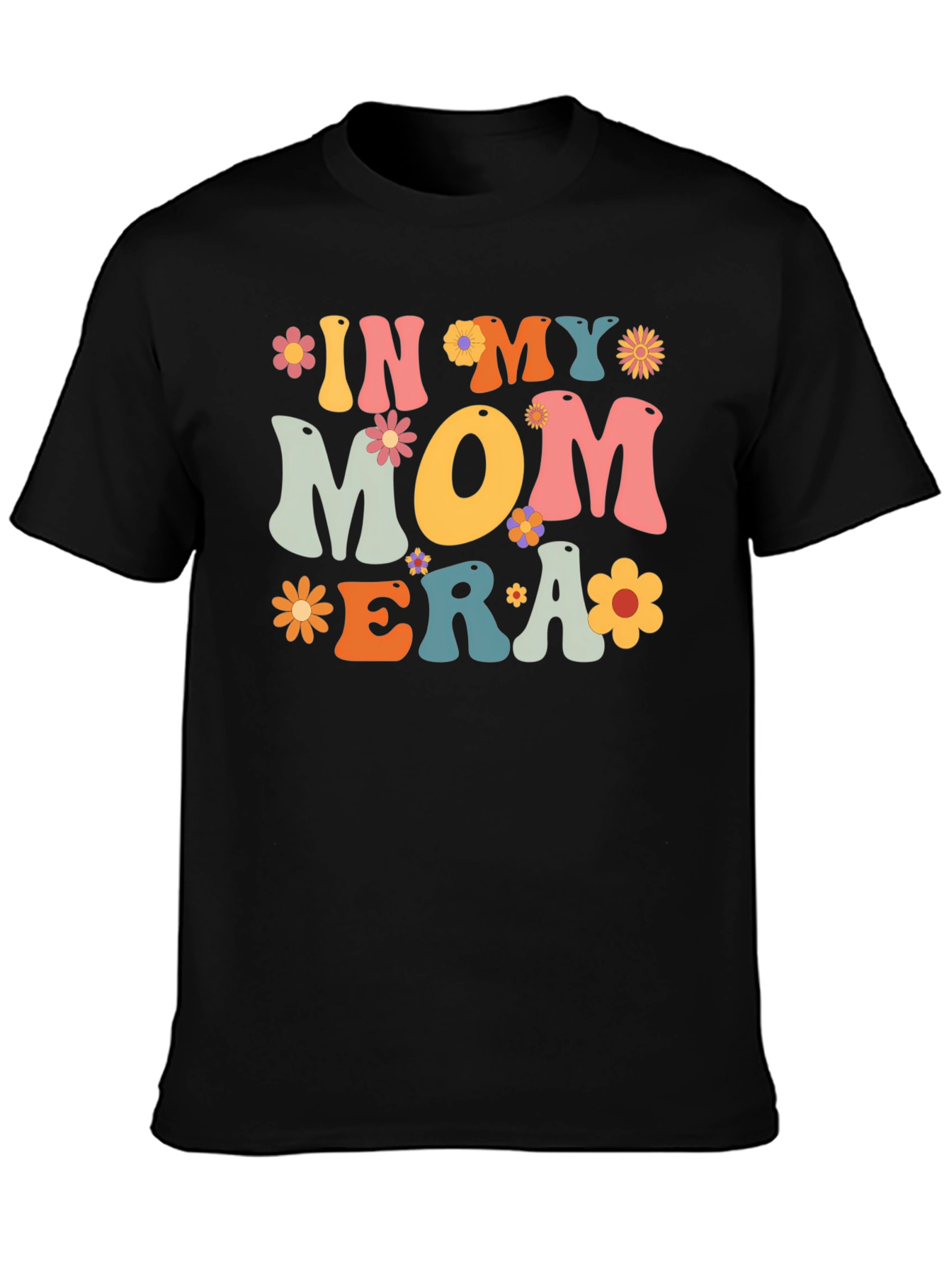 Black In My Mom Era Graphic Tee - Retro Floral T-Shirt view 3