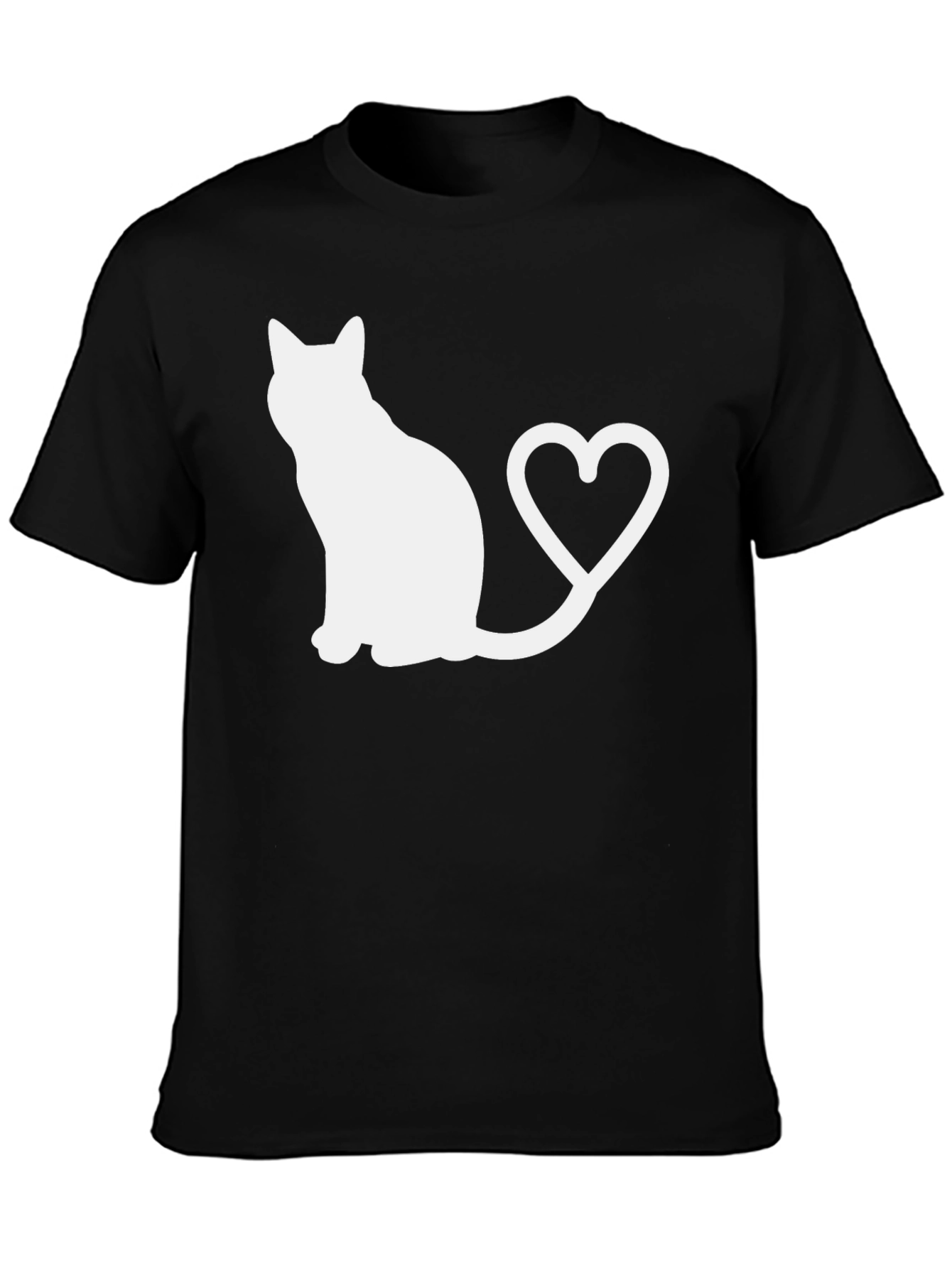 Black Cat Heart Tail Graphic T-Shirt view 3