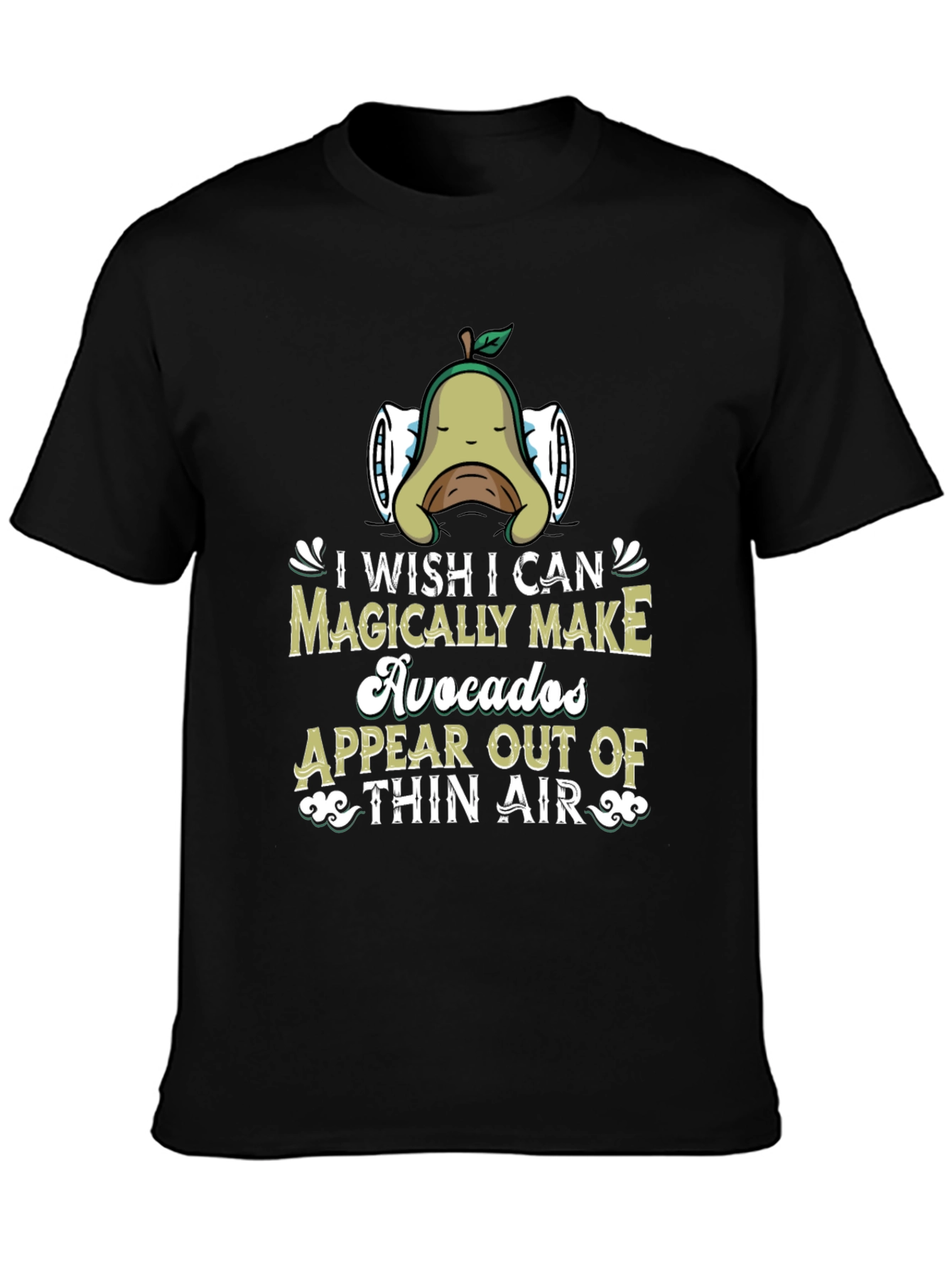 Black Magical Avocado Graphic Tee - Unisex Black T-Shirt view 3