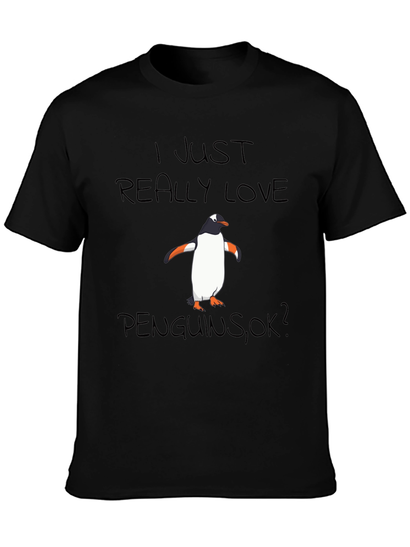 Black Penguin Lover Black T-Shirt view 3