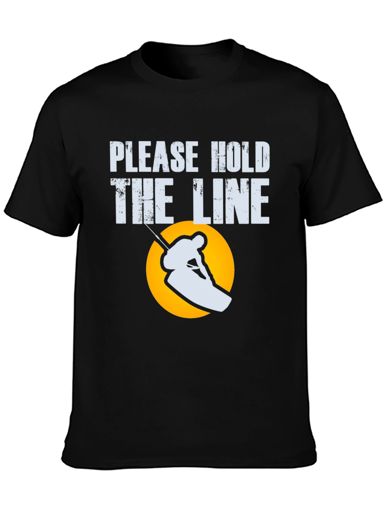 Black Please Hold the Line Skier Graphic Tee view 3