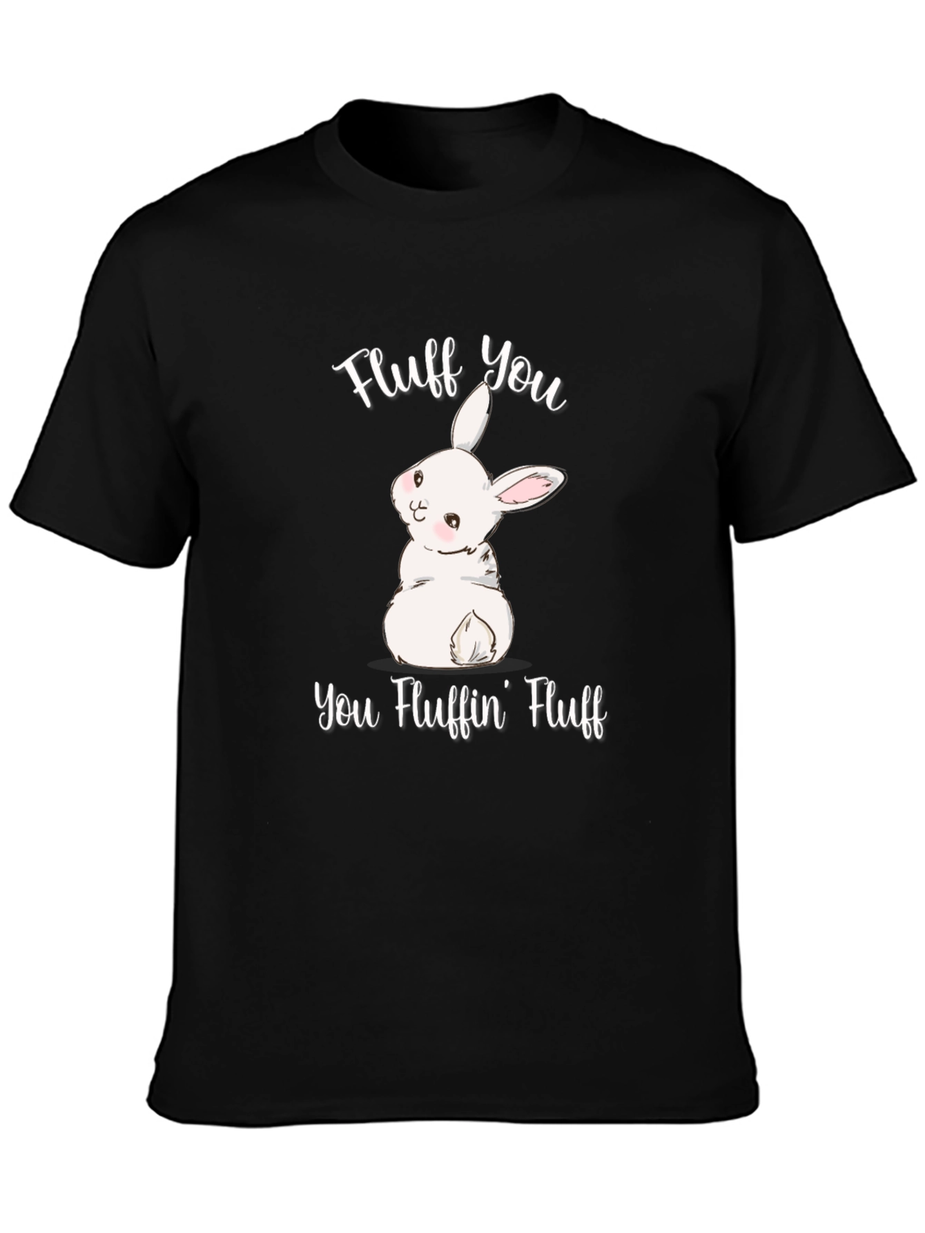 Black Fluff You T-Shirt: Bunny Humor Tee view 3