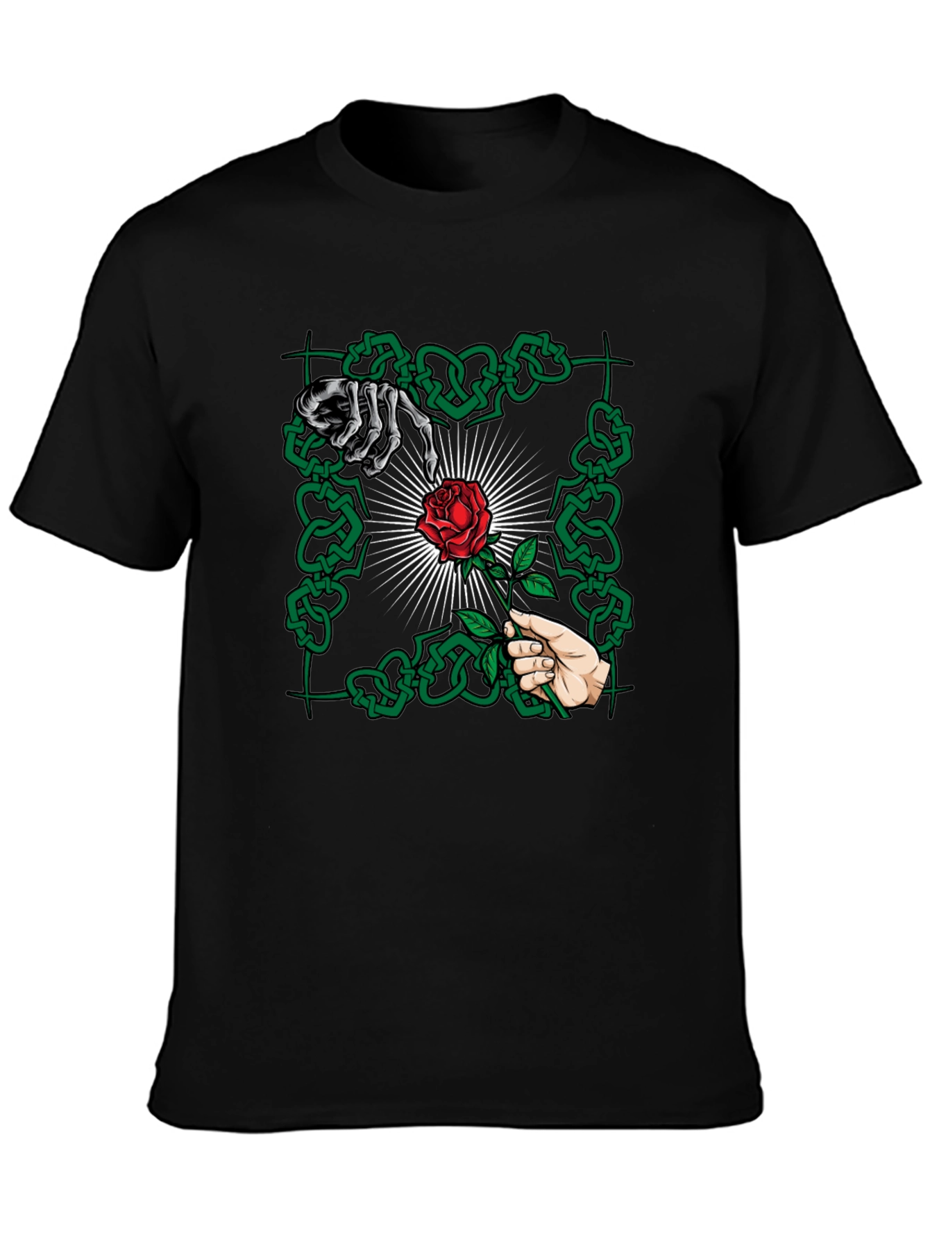 Black Rose & Bones Graphic Tee - Edgy Streetwear view 3