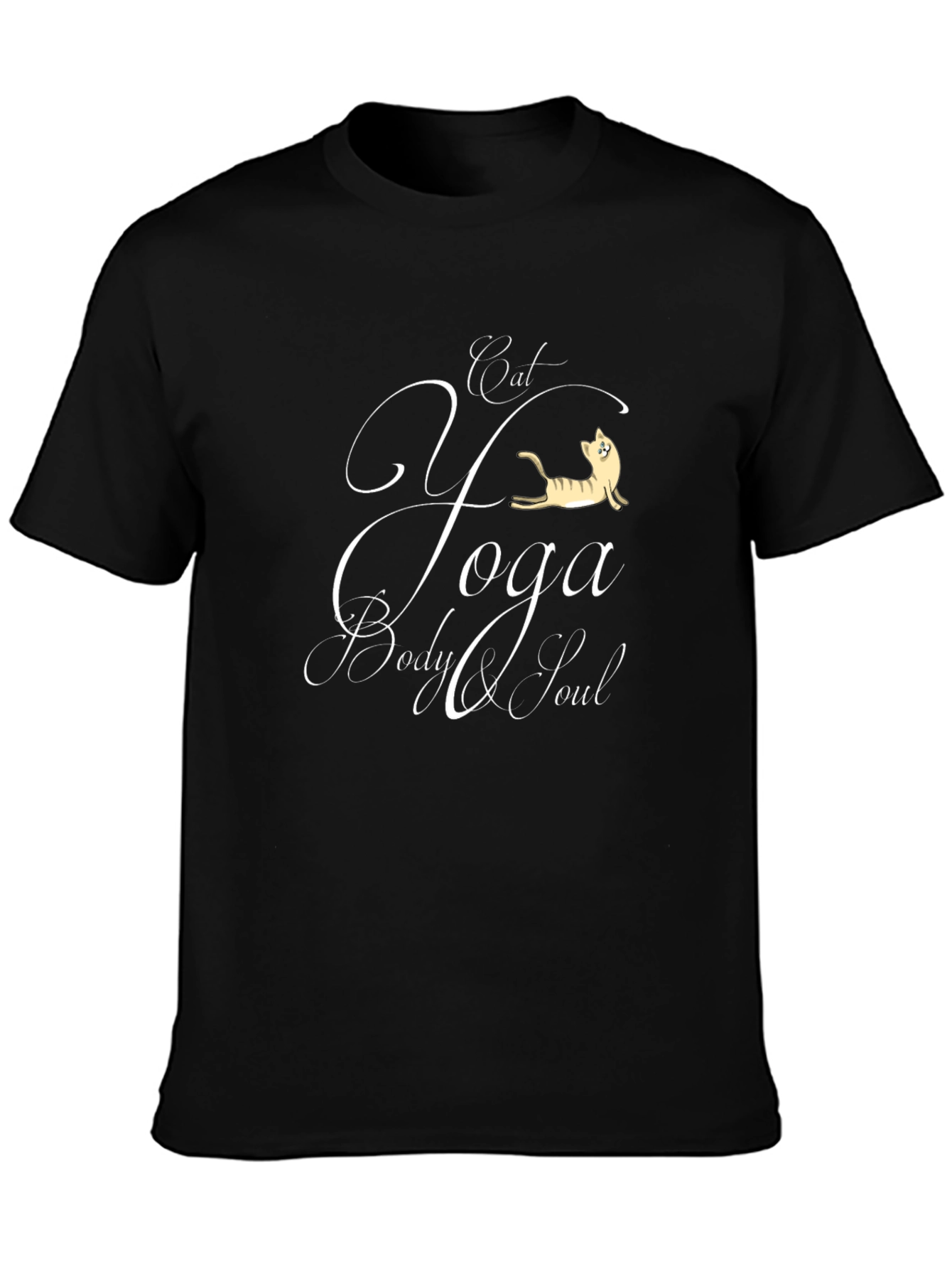 Black Cat Yoga Black T-Shirt - Body & Soul view 3
