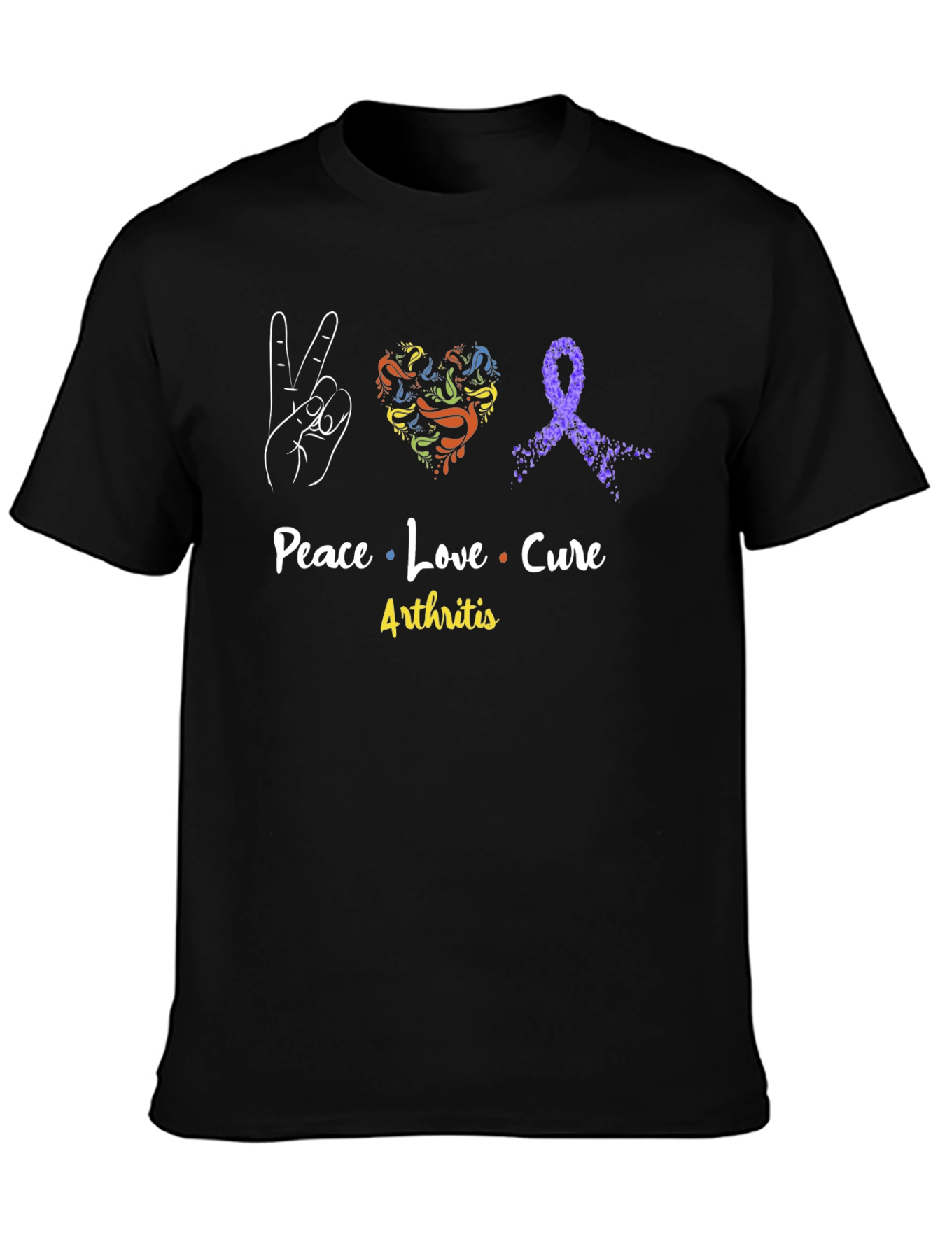 Peace Love Cure Arthritis Awareness T-Shirt - 3