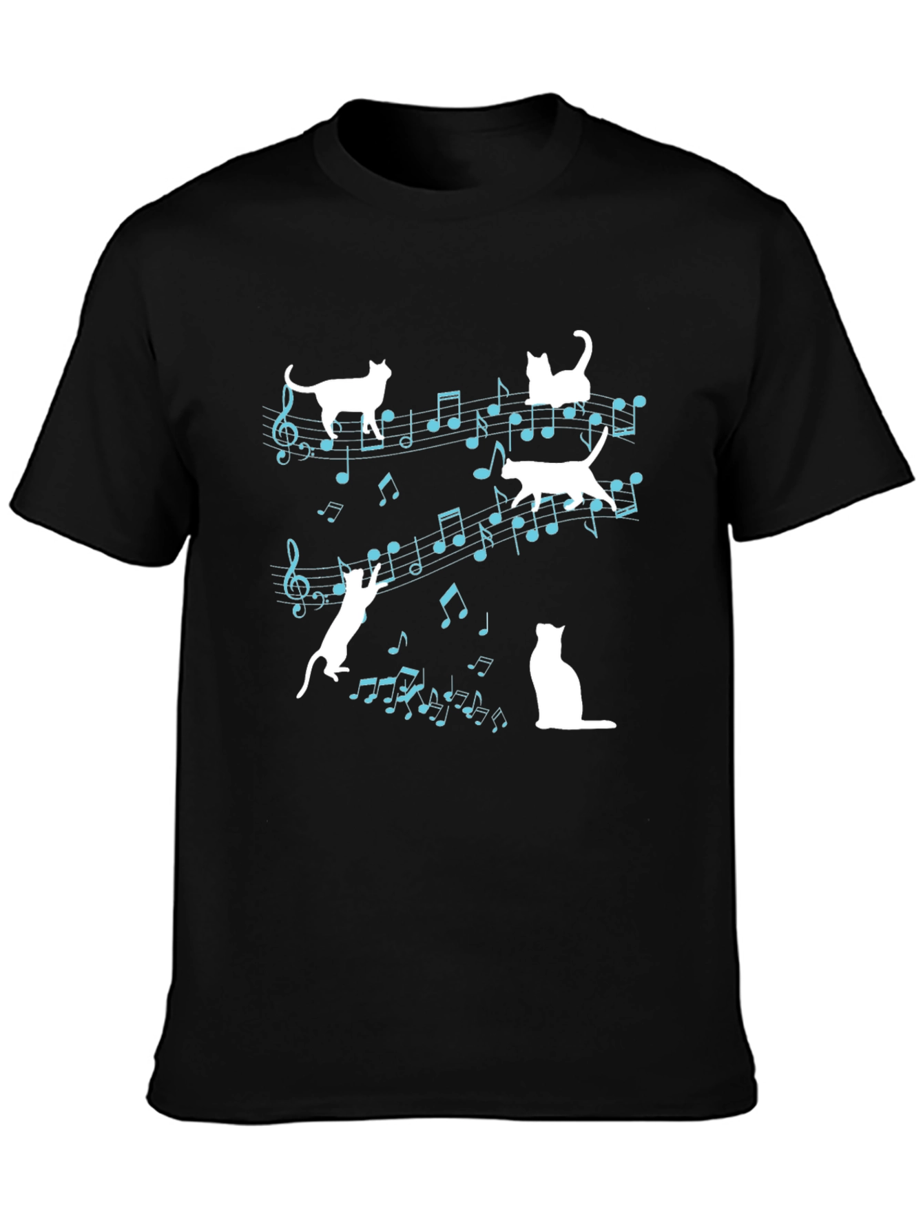 Black Musical Cats Graphic Tee - Black Cotton Shirt view 3
