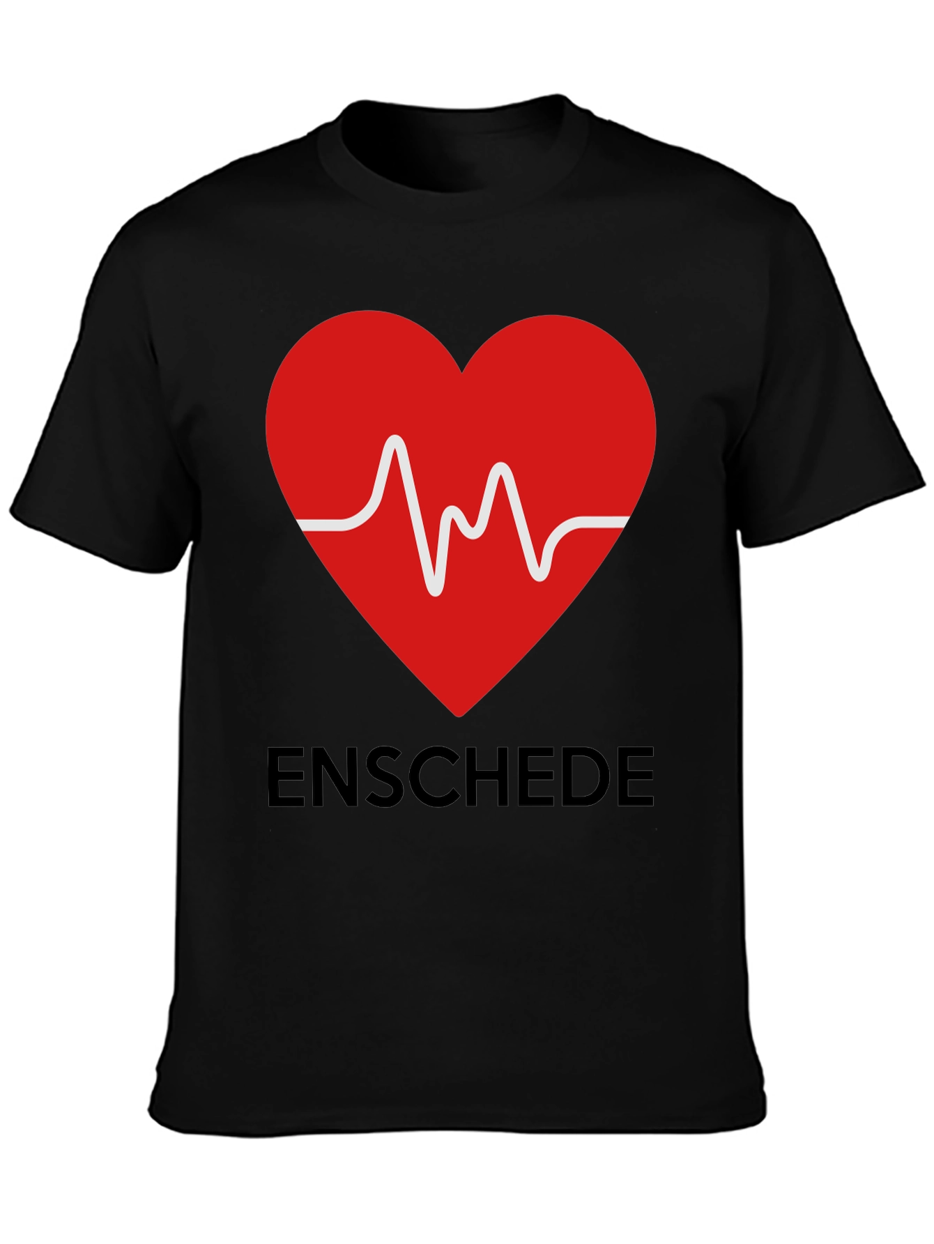 Black Enschede Heartbeat Graphic Tee - Soft Cotton Blend view 3