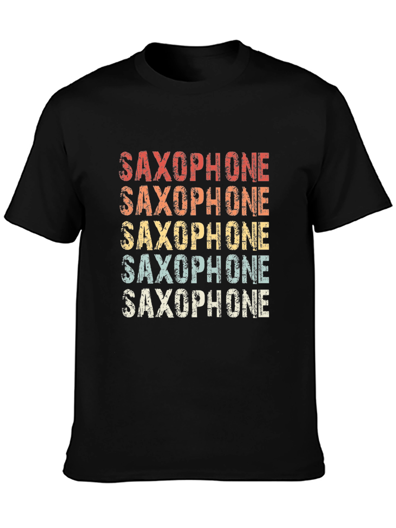 Black Retro Saxophone T-Shirt - Musical Instrument Tee view 3