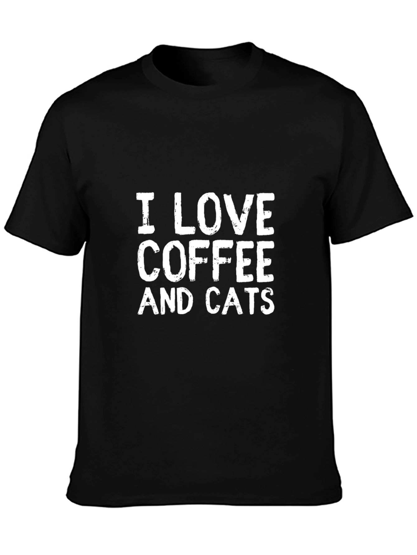 Black I Love Coffee And Cats Black T-Shirt view 3