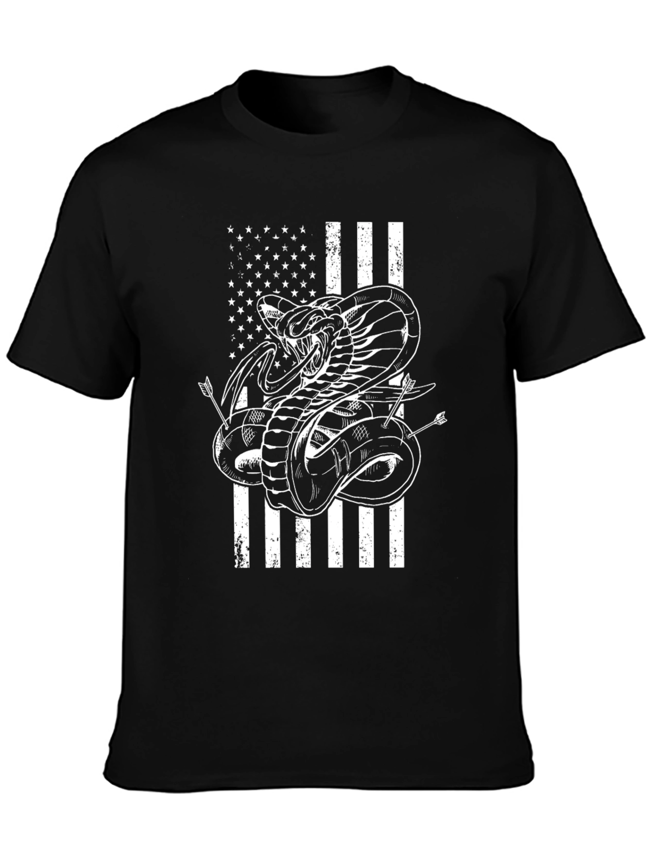 Black Cobra Snake American Flag Graphic T-Shirt view 3