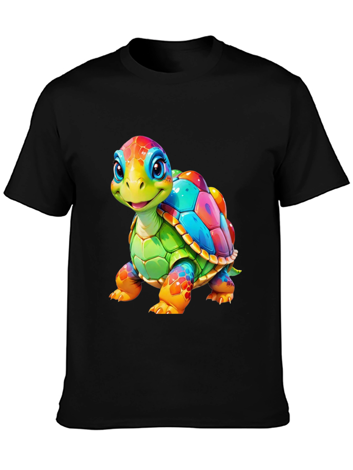 Black Rainbow Turtle Graphic Tee - Unique Colorful Design view 3