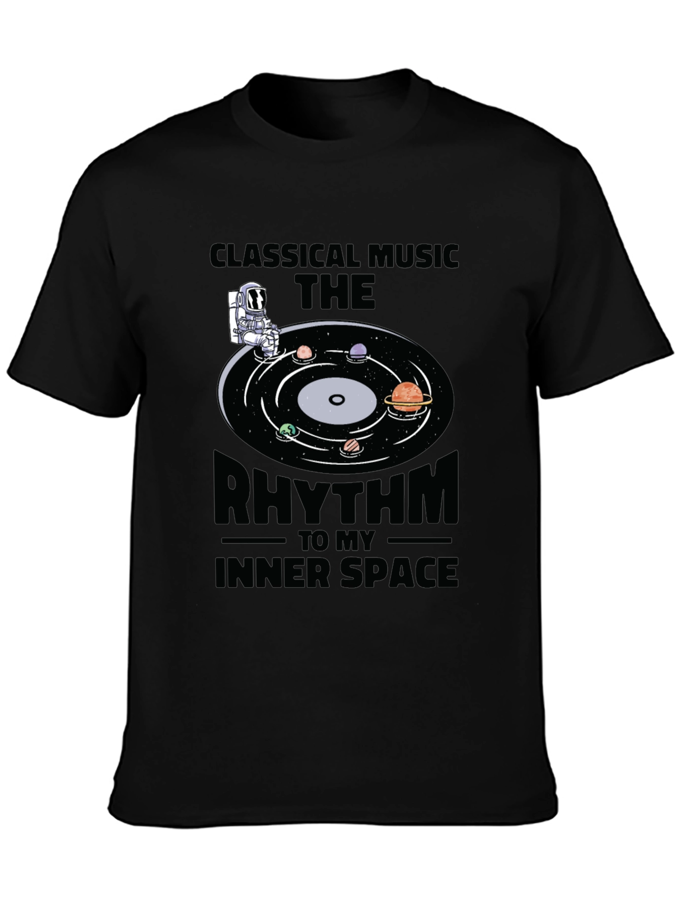 Black Classical Music T-Shirt: Inner Space Rhythm Tee view 3