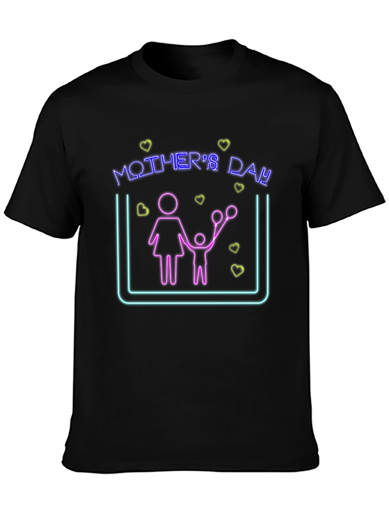 Black Mother's Day Graphic Tee - Neon Design view 3