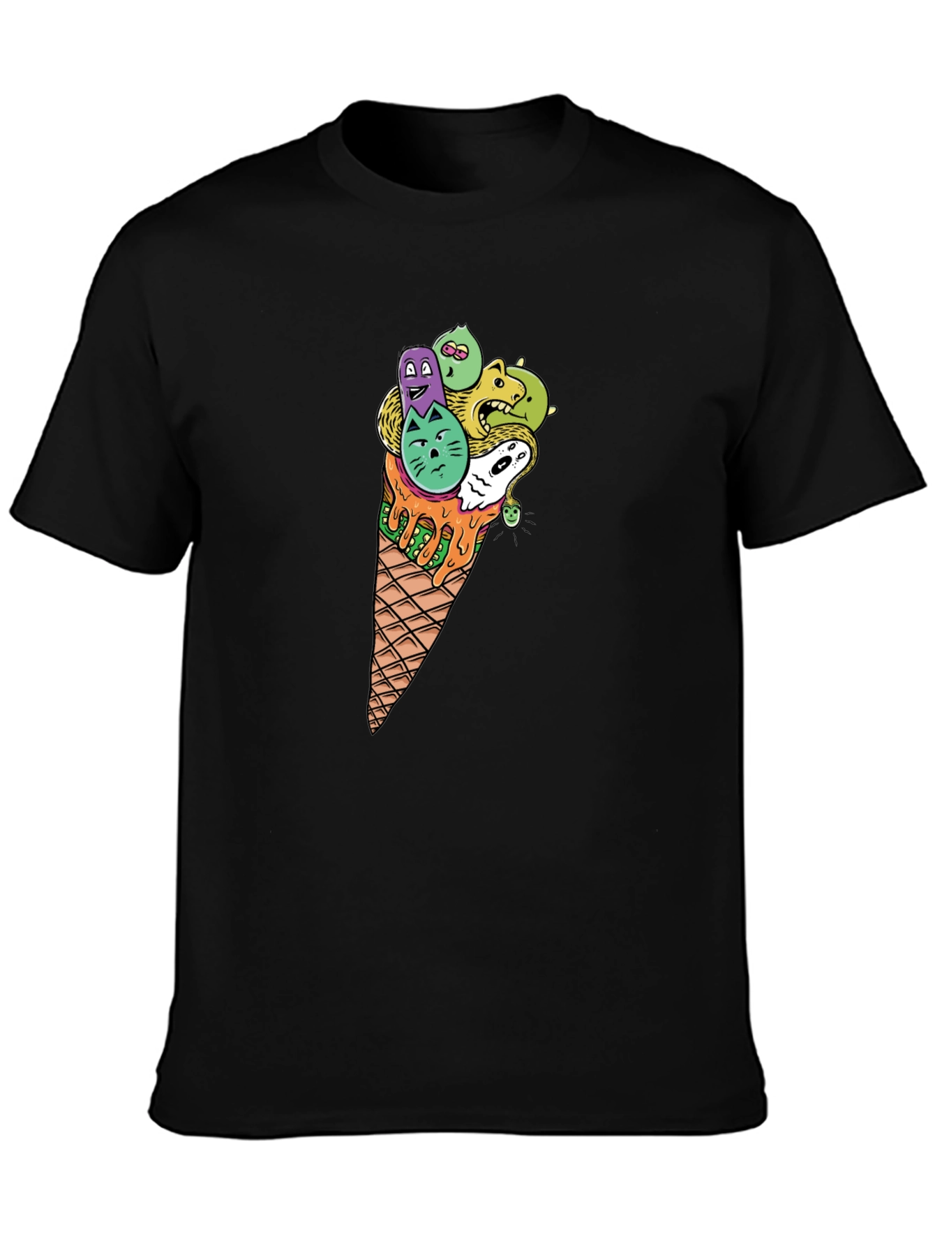 Black Funky Ice Cream Cone Graphic Tee - Black view 3