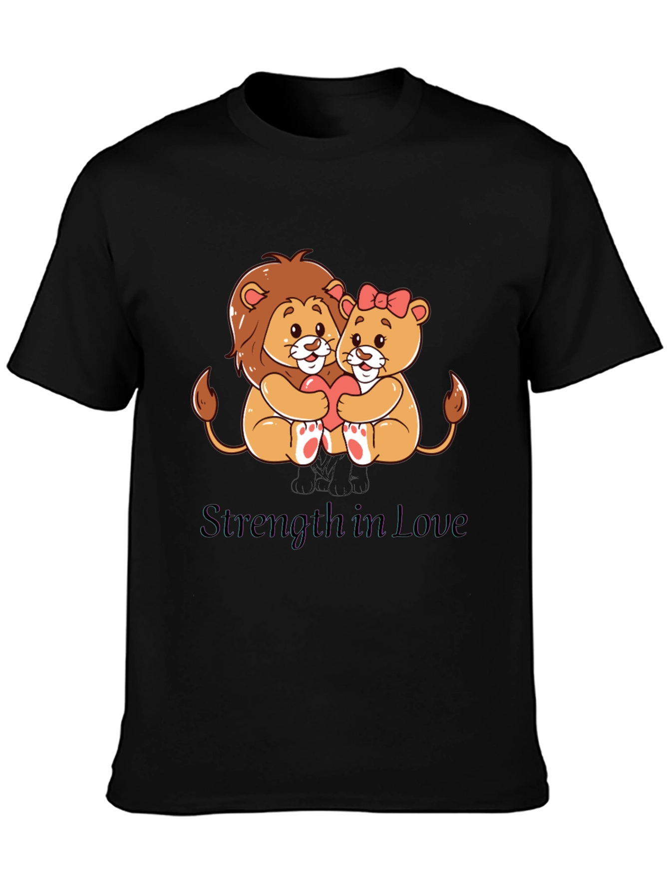 Black Lion Love T-Shirt - Strength in Love Design view 3