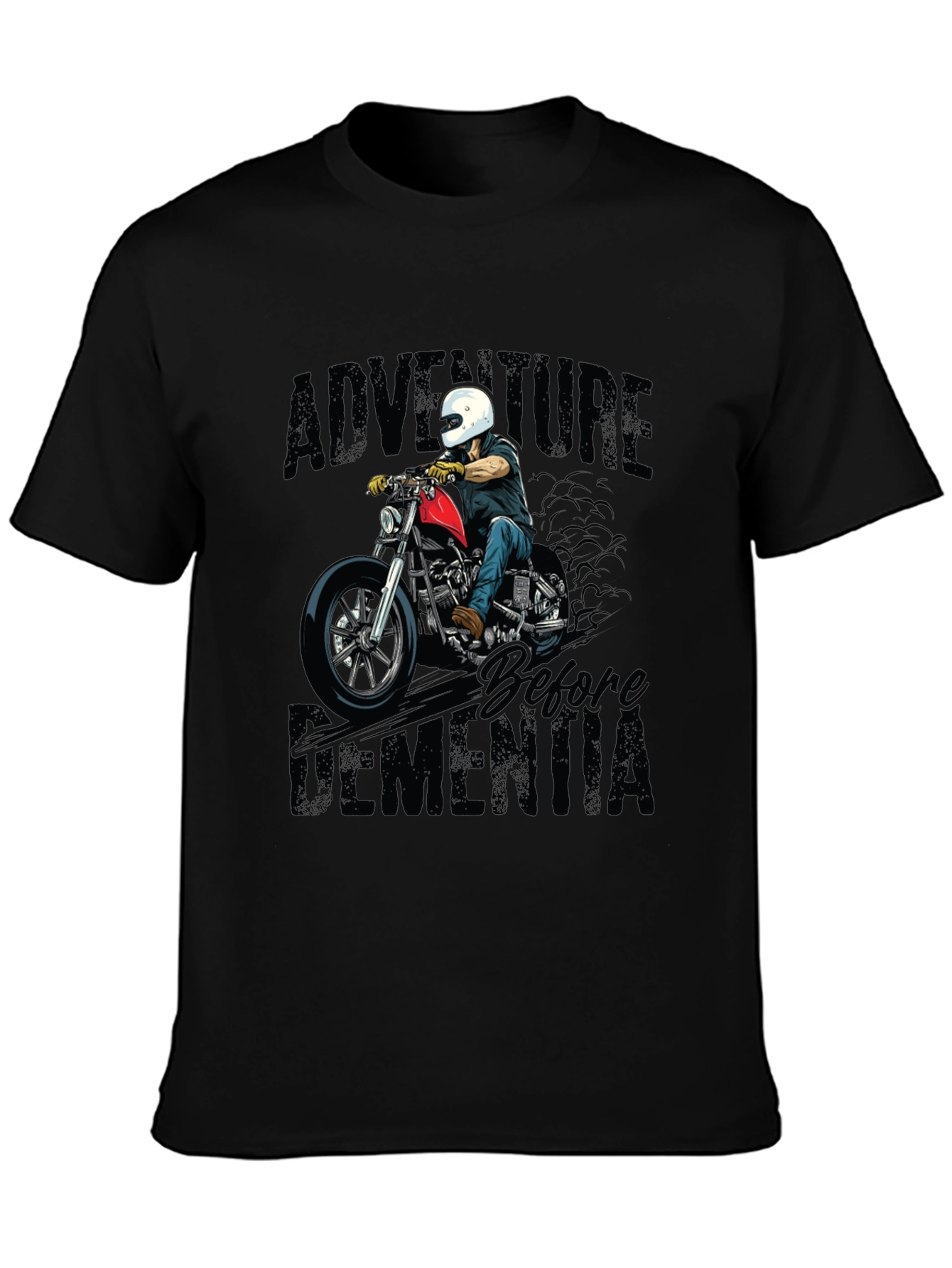 Black Adventure Before Dementia Biker Graphic Tee view 3