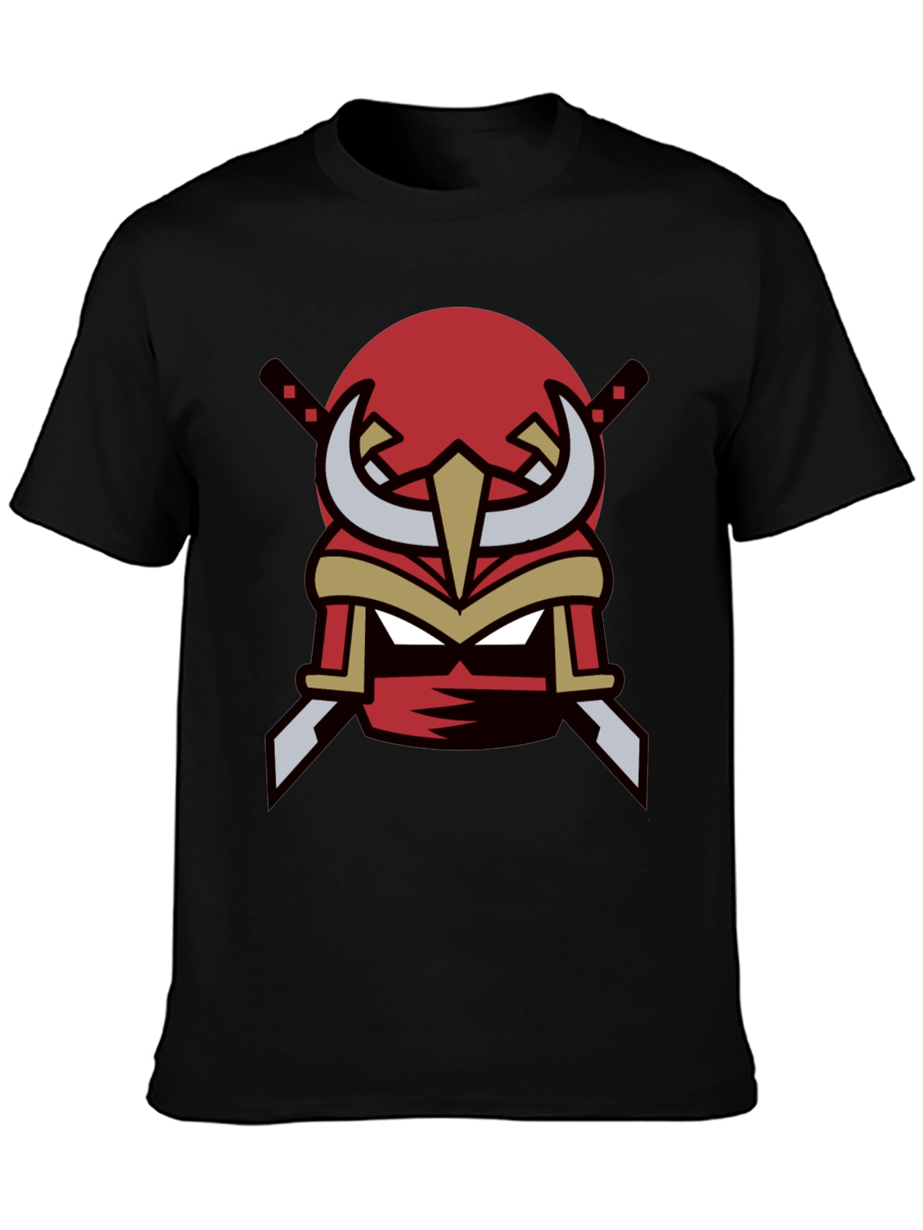 Black Red Ninja Mask Graphic Tee - Cool Samurai Style view 3