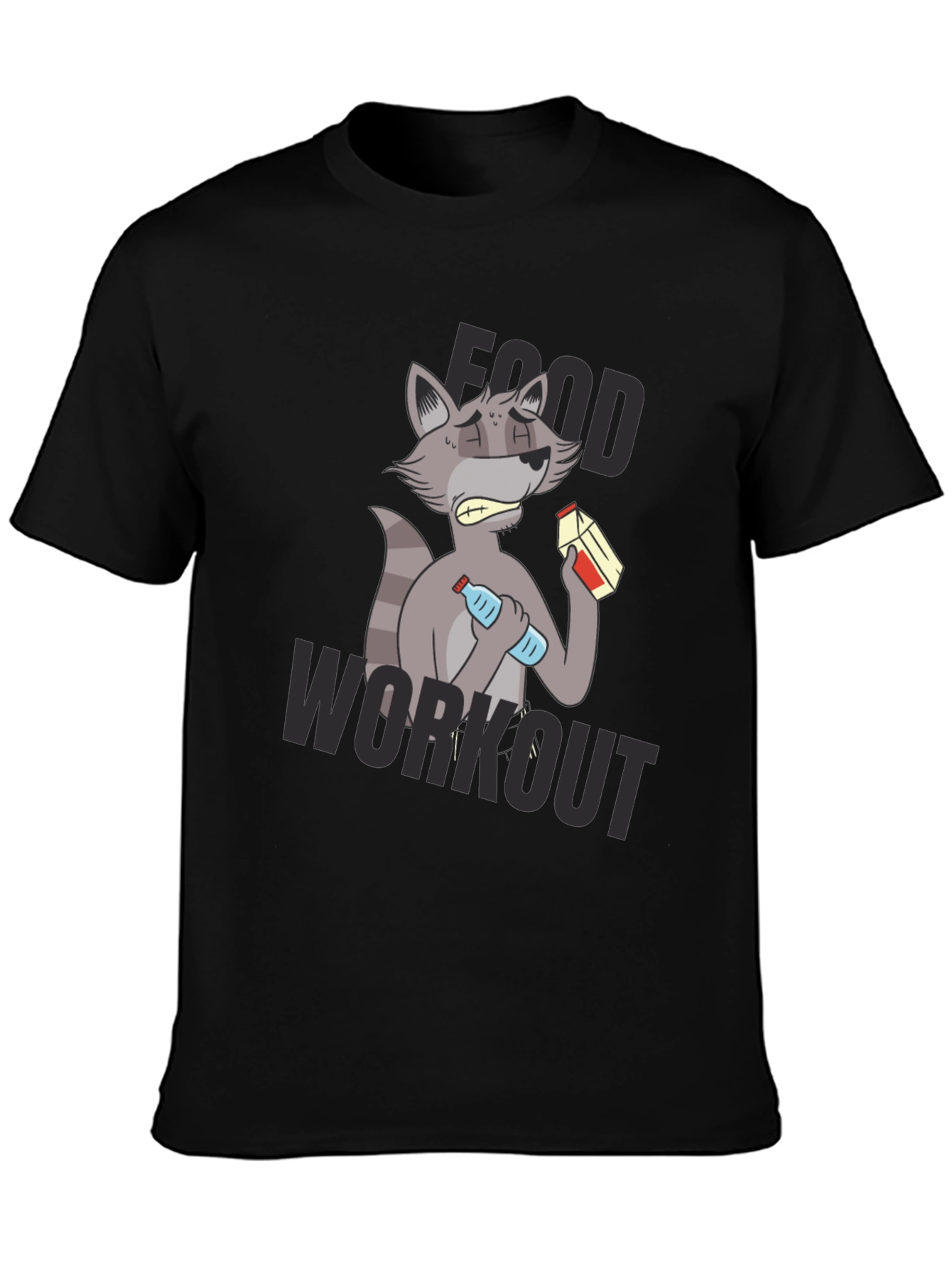 Black Food Workout T-Shirt - Funny Raccoon Gym Tee view 3
