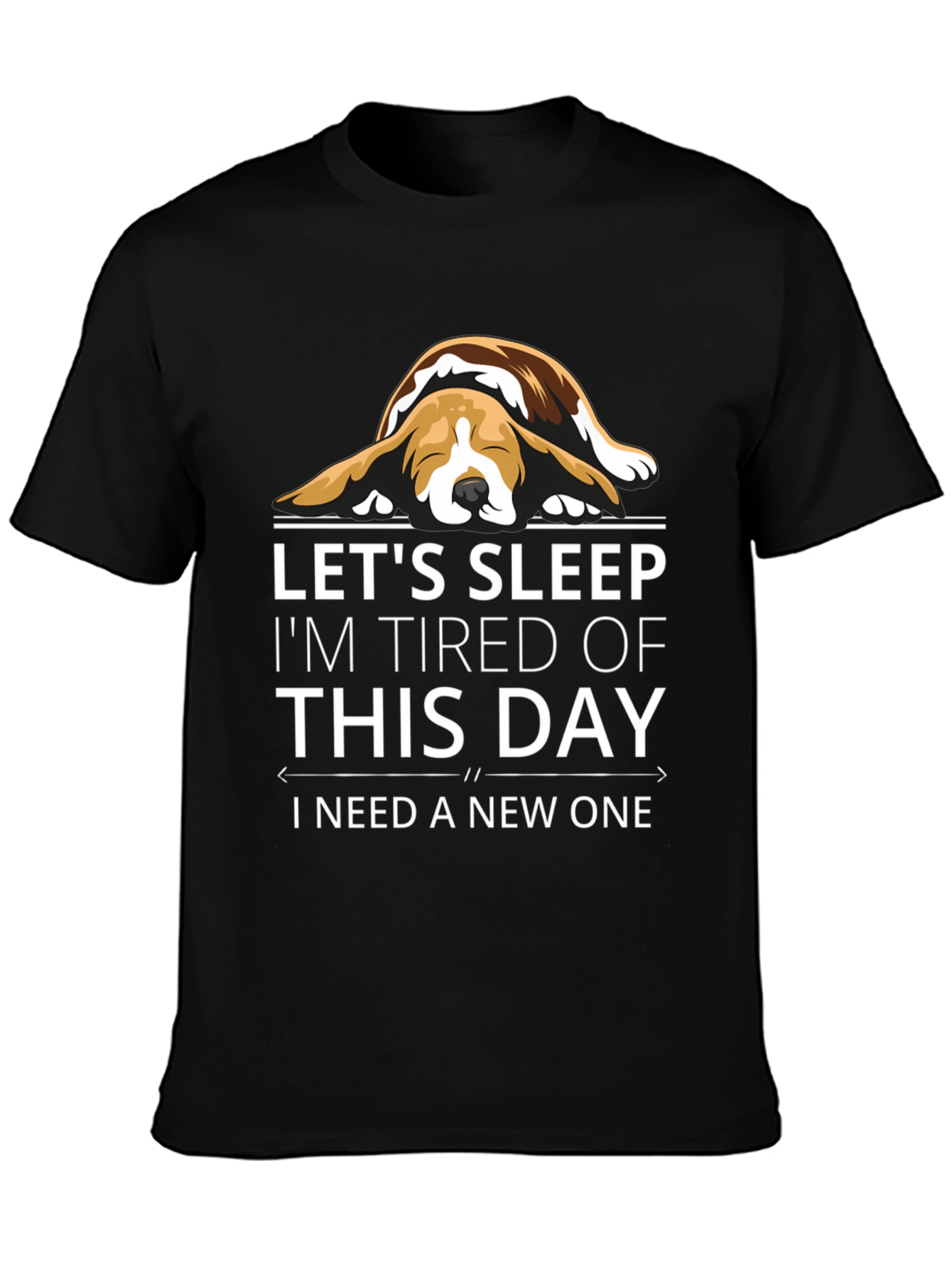 Black Let's Sleep Funny Dog T-Shirt view 3