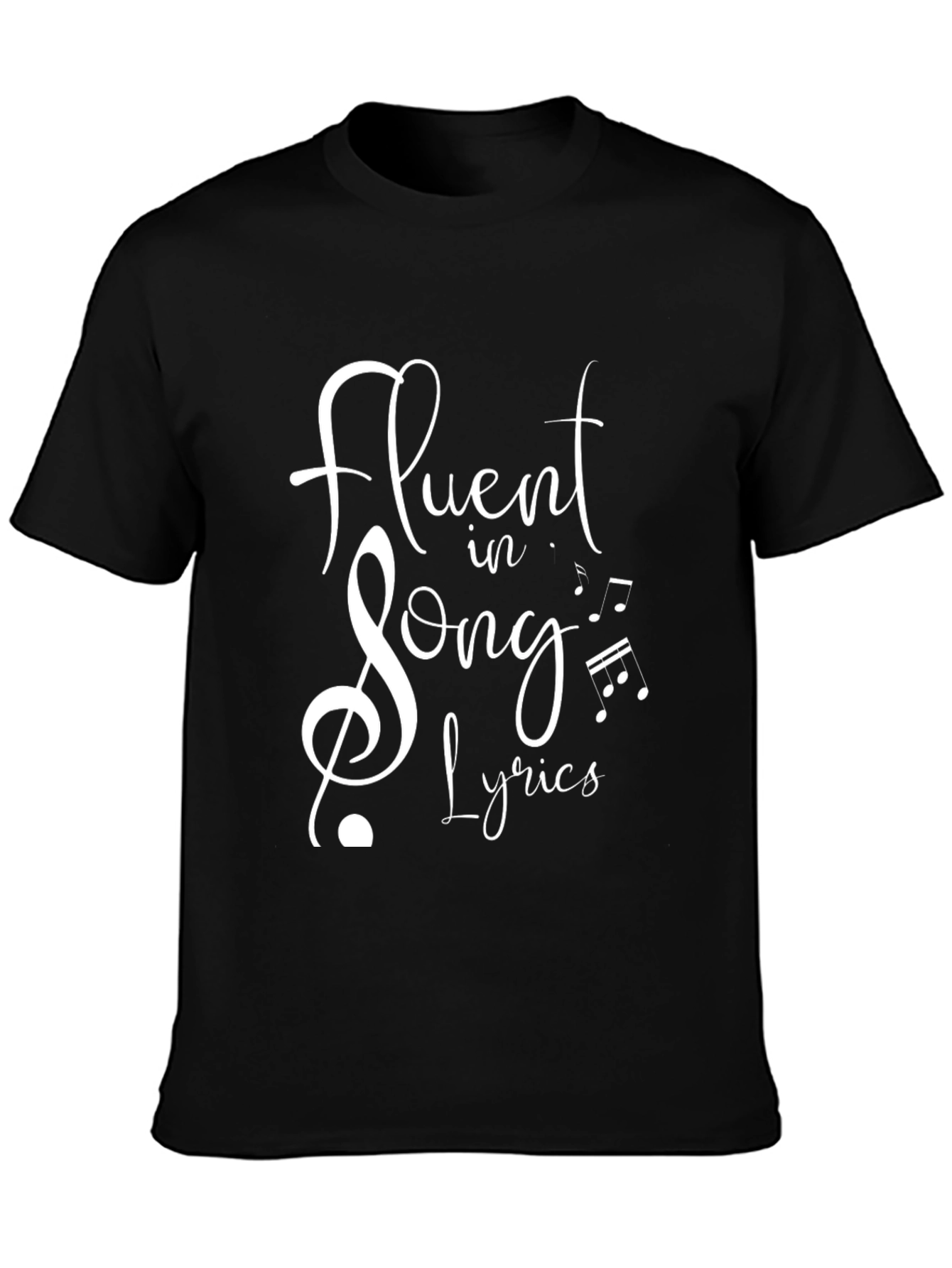 Black Fluent in Song Lyrics Black Graphic Tee view 3