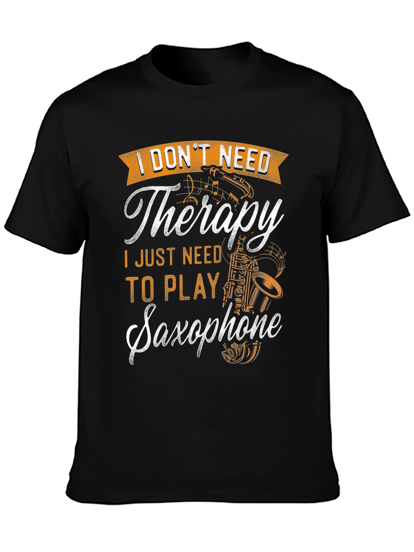 Black Saxophone Therapy T-Shirt view 3