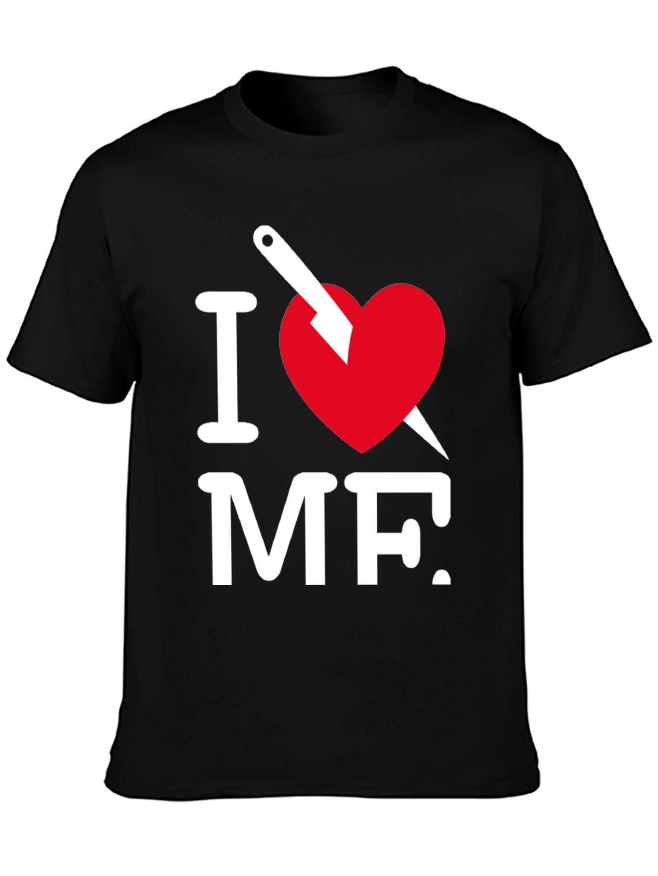 Black I Heart MF Graphic Tee - Black Crew Neck T-Shirt view 3