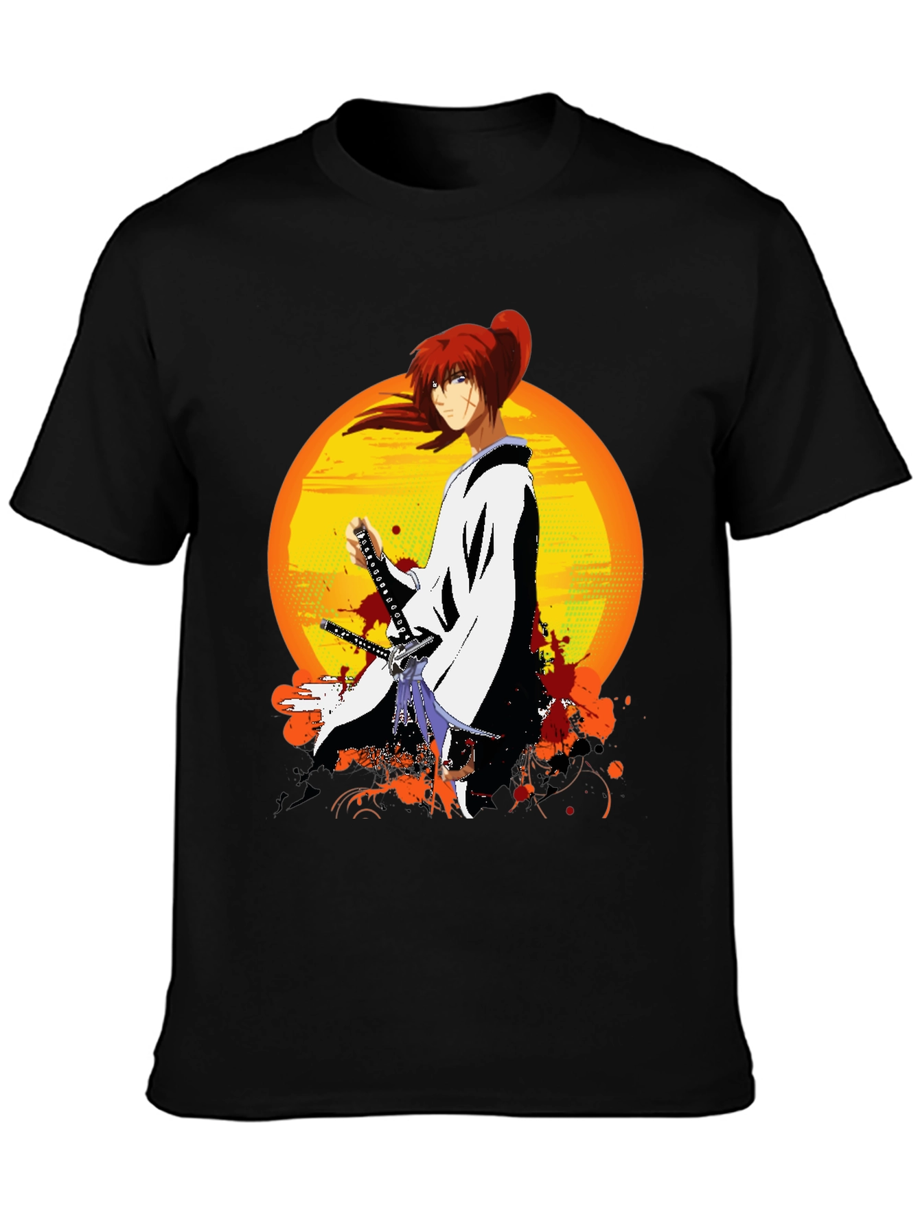 Black Anime Samurai T-Shirt view 3