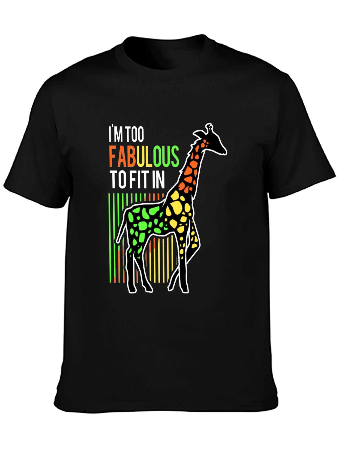 Black Fabulous Giraffe T-Shirt - Unique Design view 3