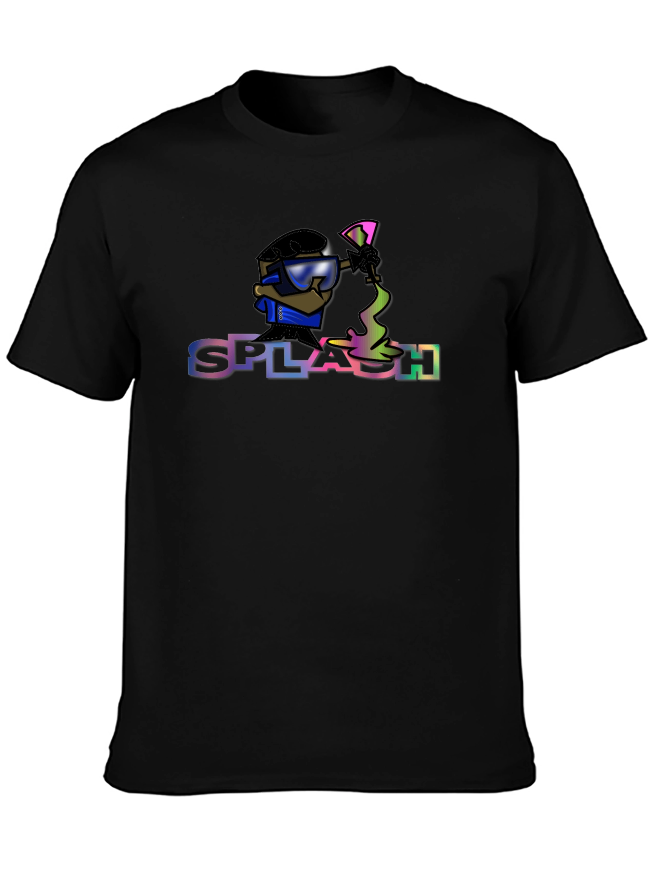 Black Splash Graphic Tee - Cool Cartoon Print view 3