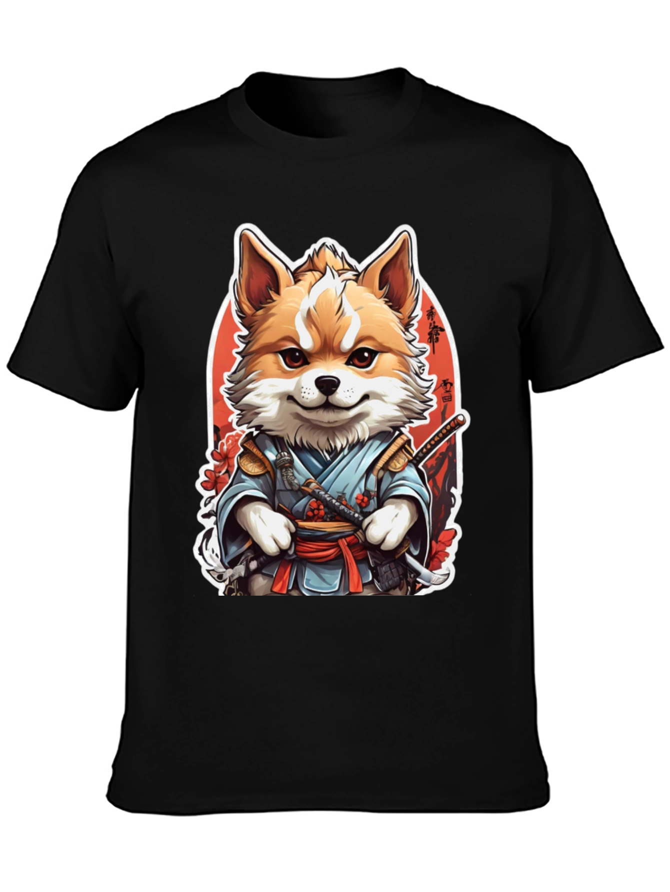 Black Samurai Fox Graphic Tee view 3