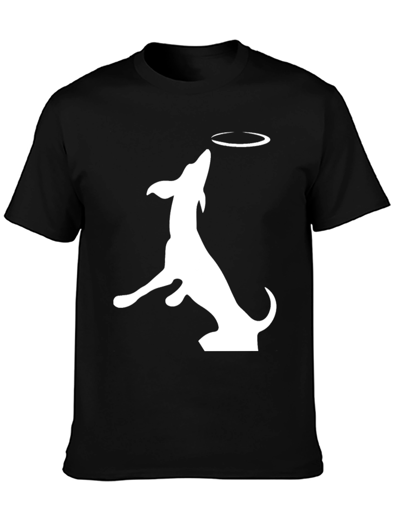 Black Dog Catching Frisbee Graphic Tee view 3