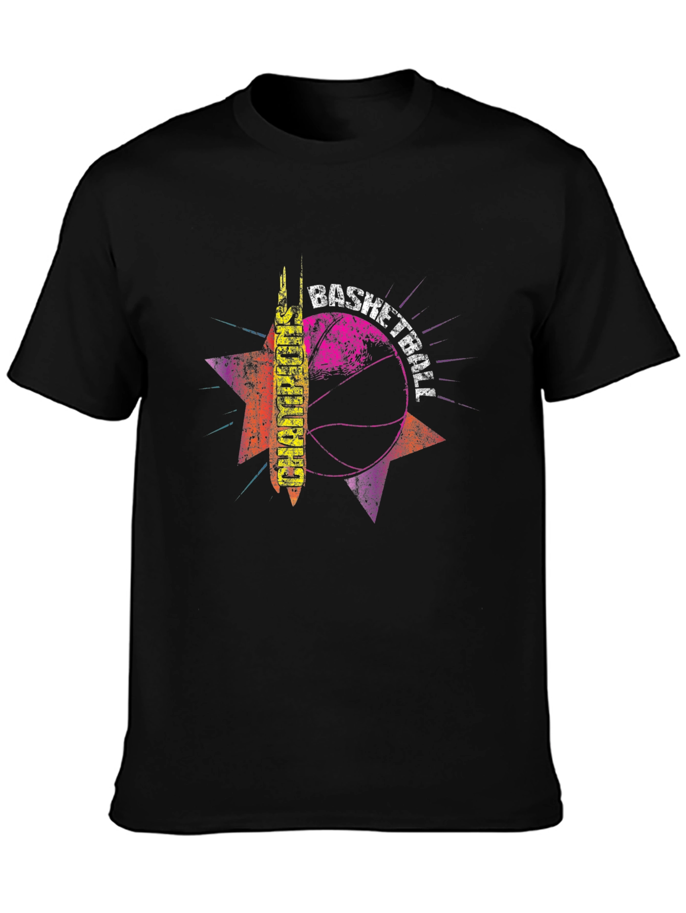 Black Retro Basketball Champions Graphic Tee view 3