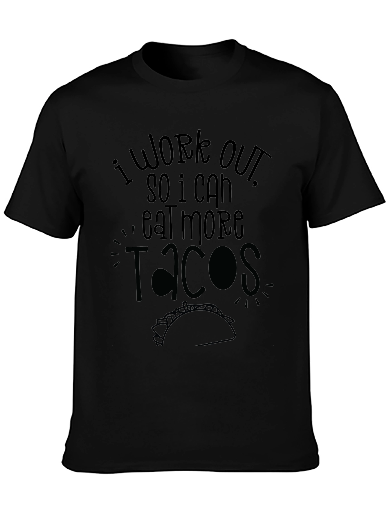 Black Funny Workout Taco T-Shirt view 3