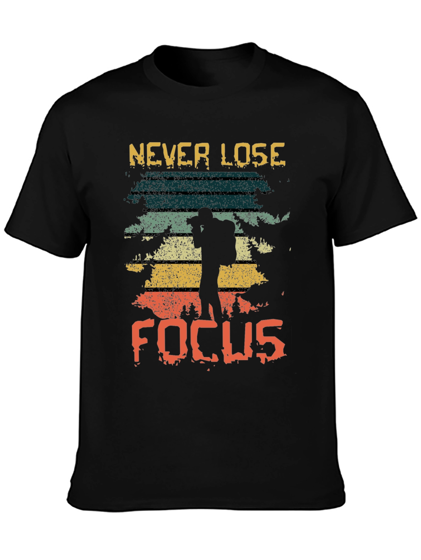 Black Never Lose Focus Retro Graphic Tee view 3