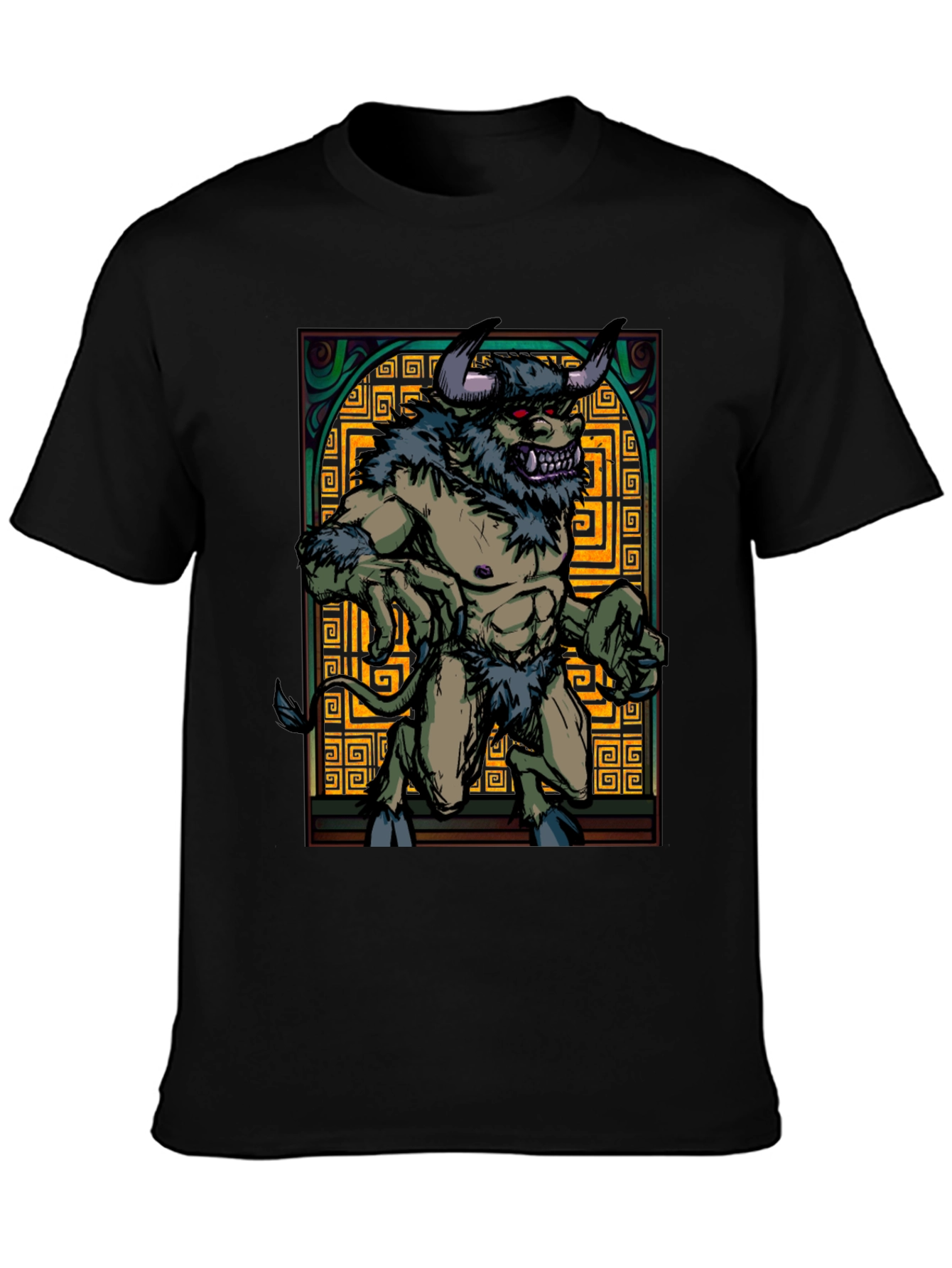 Black Minotaur Graphic Tee - Black Cotton Shirt view 3
